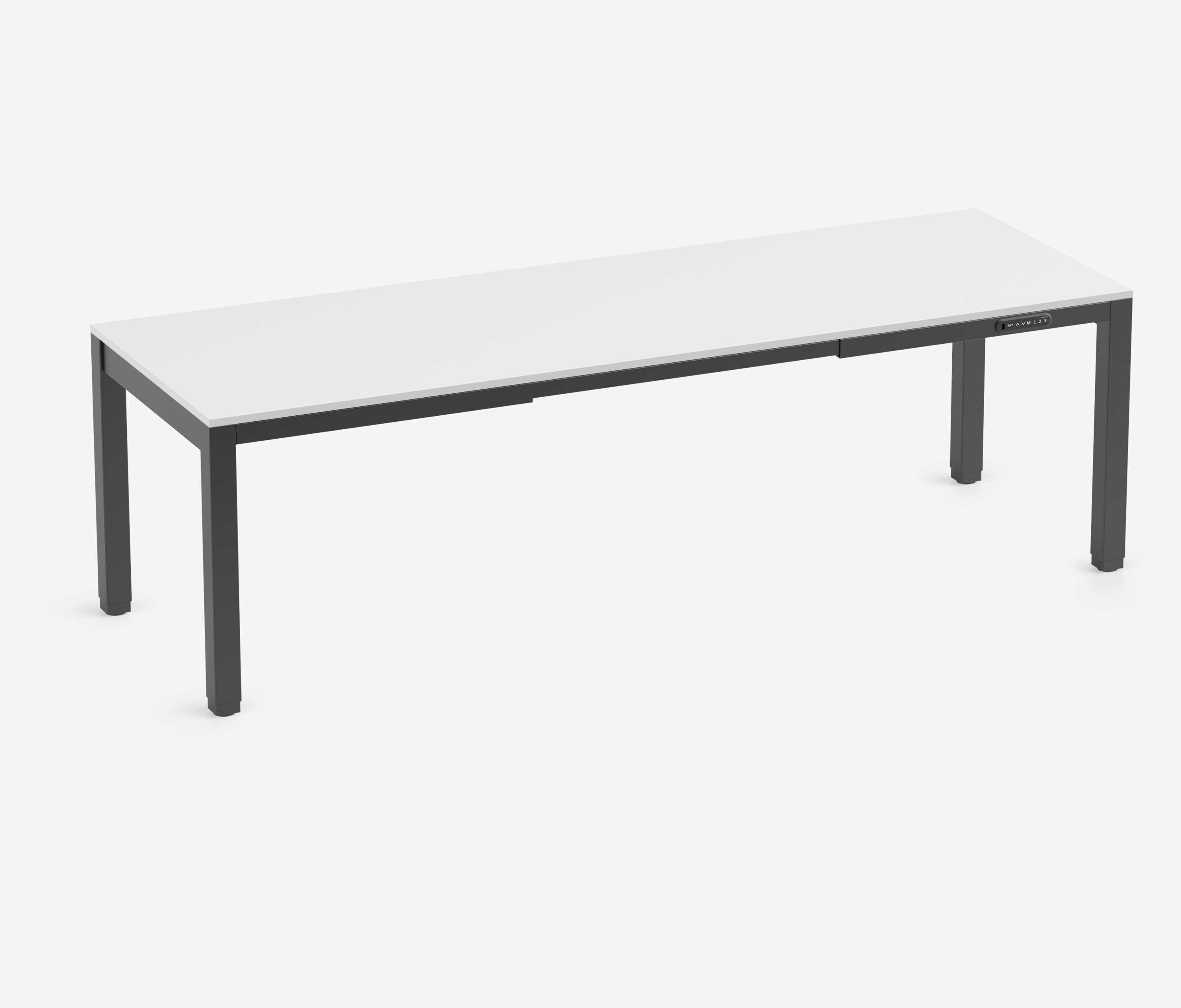 PRIMUS 4-Bein Schreibtisch Schwarz Topweiß 2400 x 800 x 25 mm