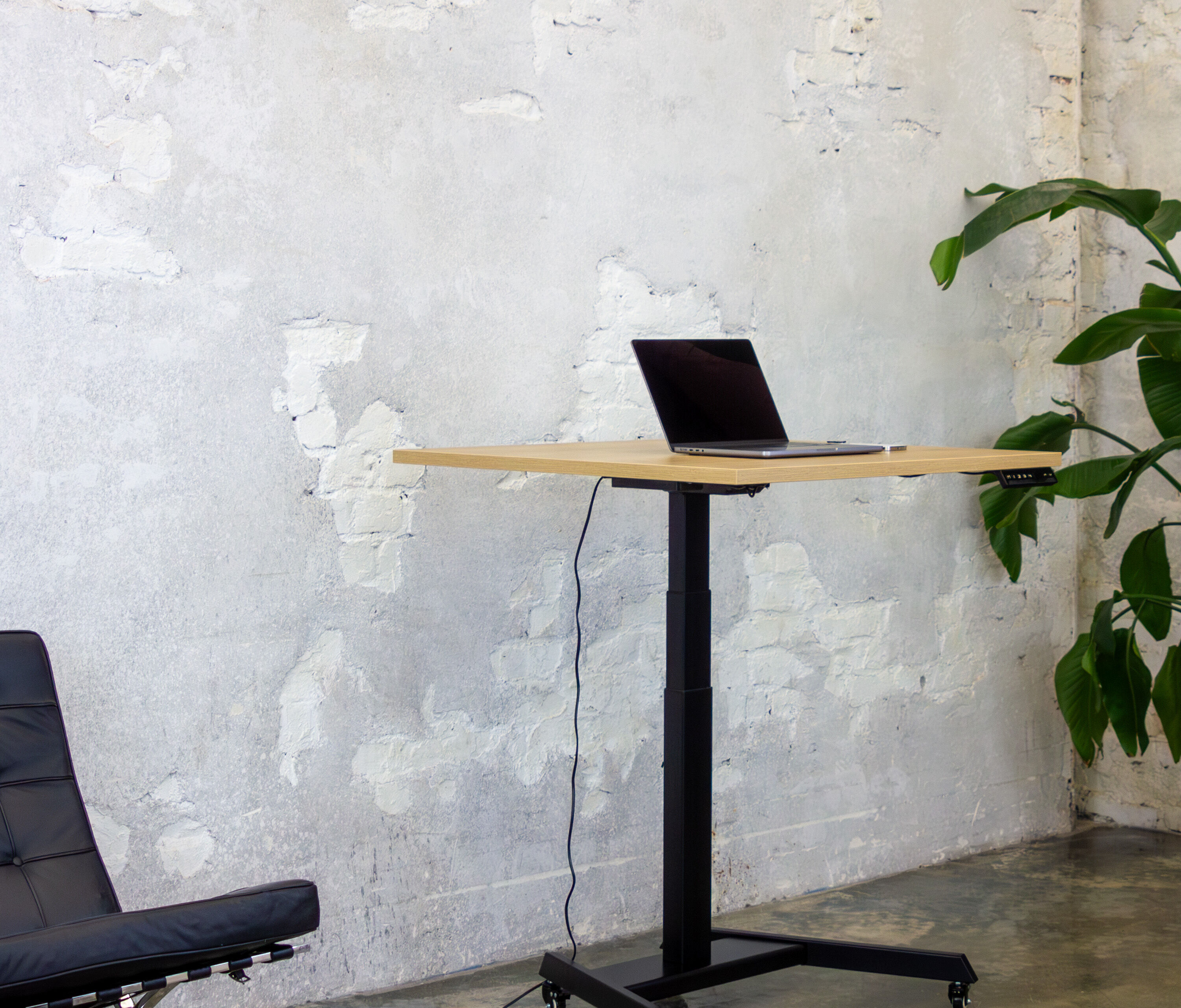 FOKUS Single Schreibtisch Weiß Eiche 80x80