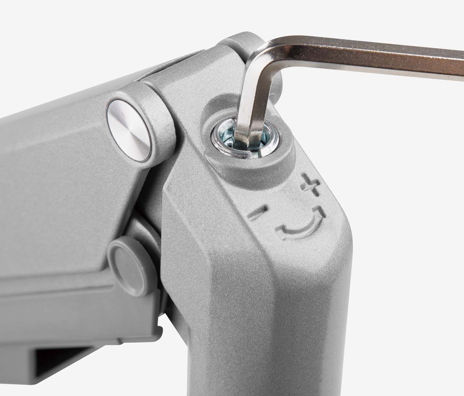 Single Gasdruck Monitorarm - silber