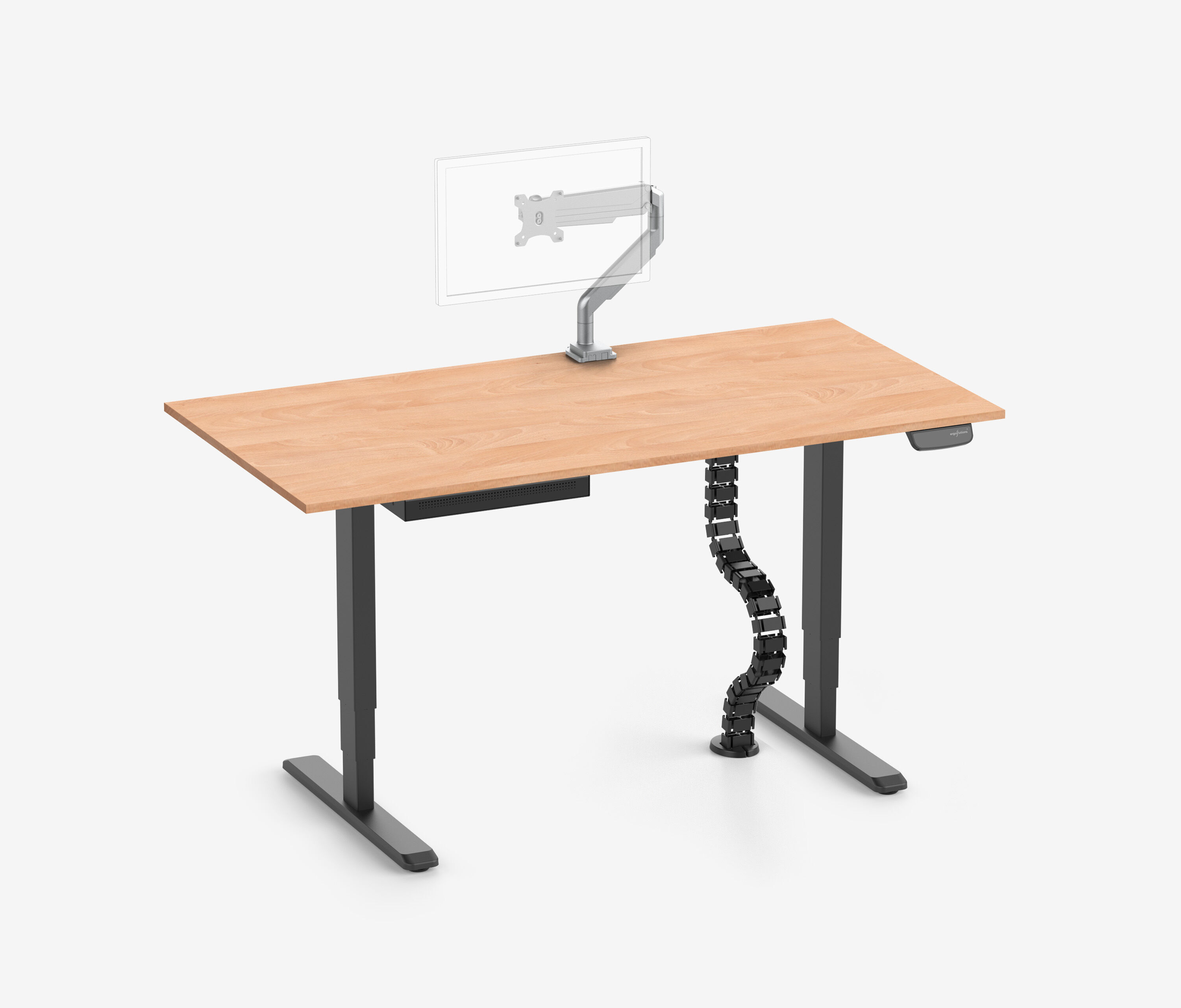 PRIMUS + Slimline lade, kabelgoot & houder 160x80 Zwart Beukenhout