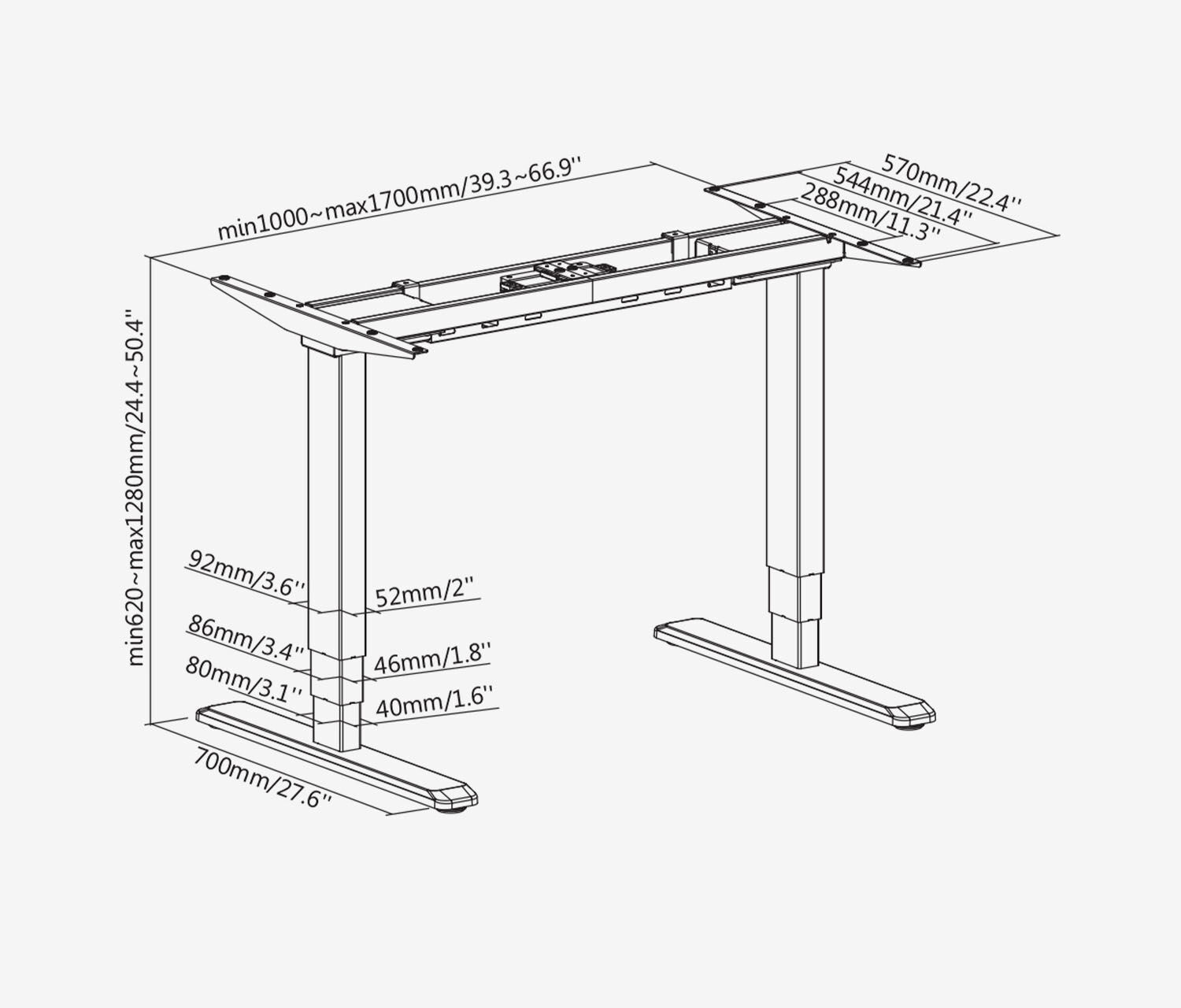 PRIMUS Speed Rechteckschreibtisch, Gestell Schwarz, Tischplatte 1600 x 800 x 19 mm Nussbaum