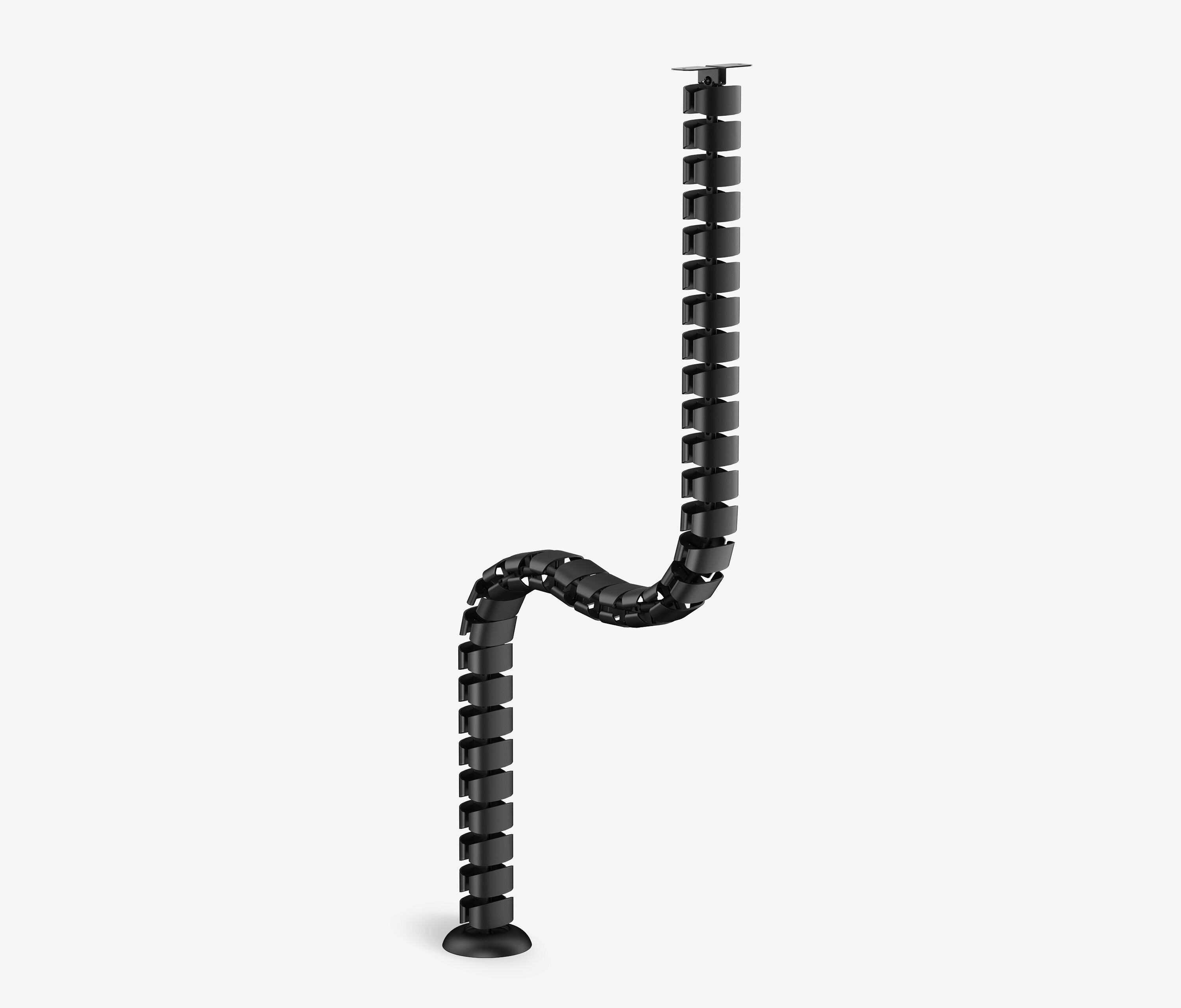 FOKUS Schreibtisch + Steckleistenhalter + Kabelschlange Schwarz Lichtgrau 120x70