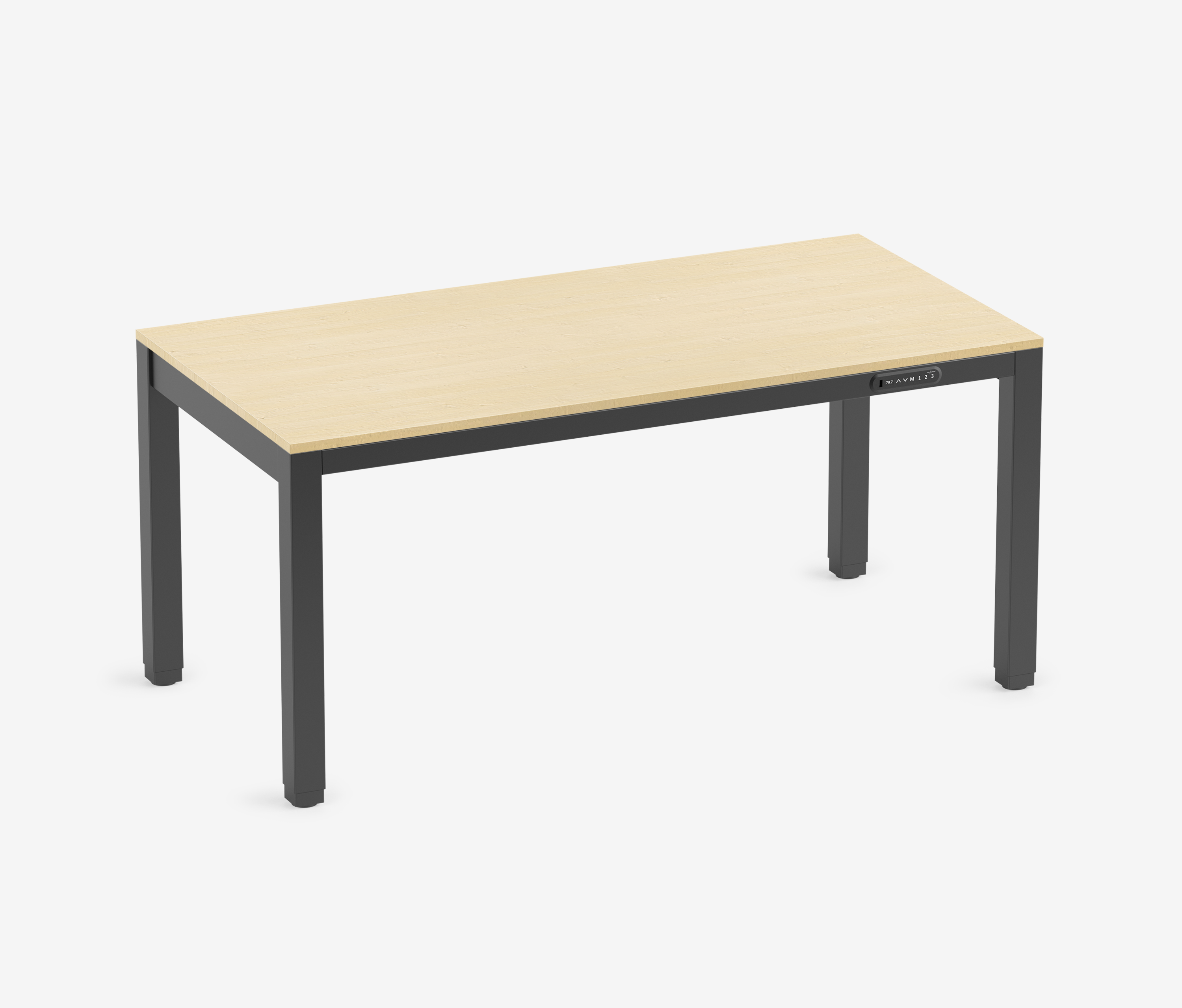 PRIMUS 4-Bein Schreibtisch Schwarz Birke 1600 x 800 x 25 mm