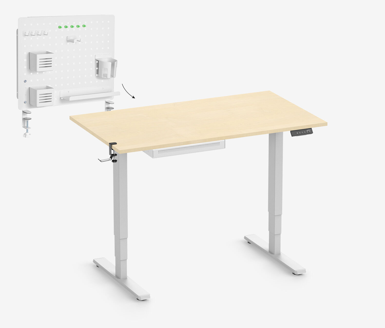 FOKUS Organizer Set Weiß, Slim Schublade Birke 120x70 Organizer Board Weiß Kopfhörer Halter