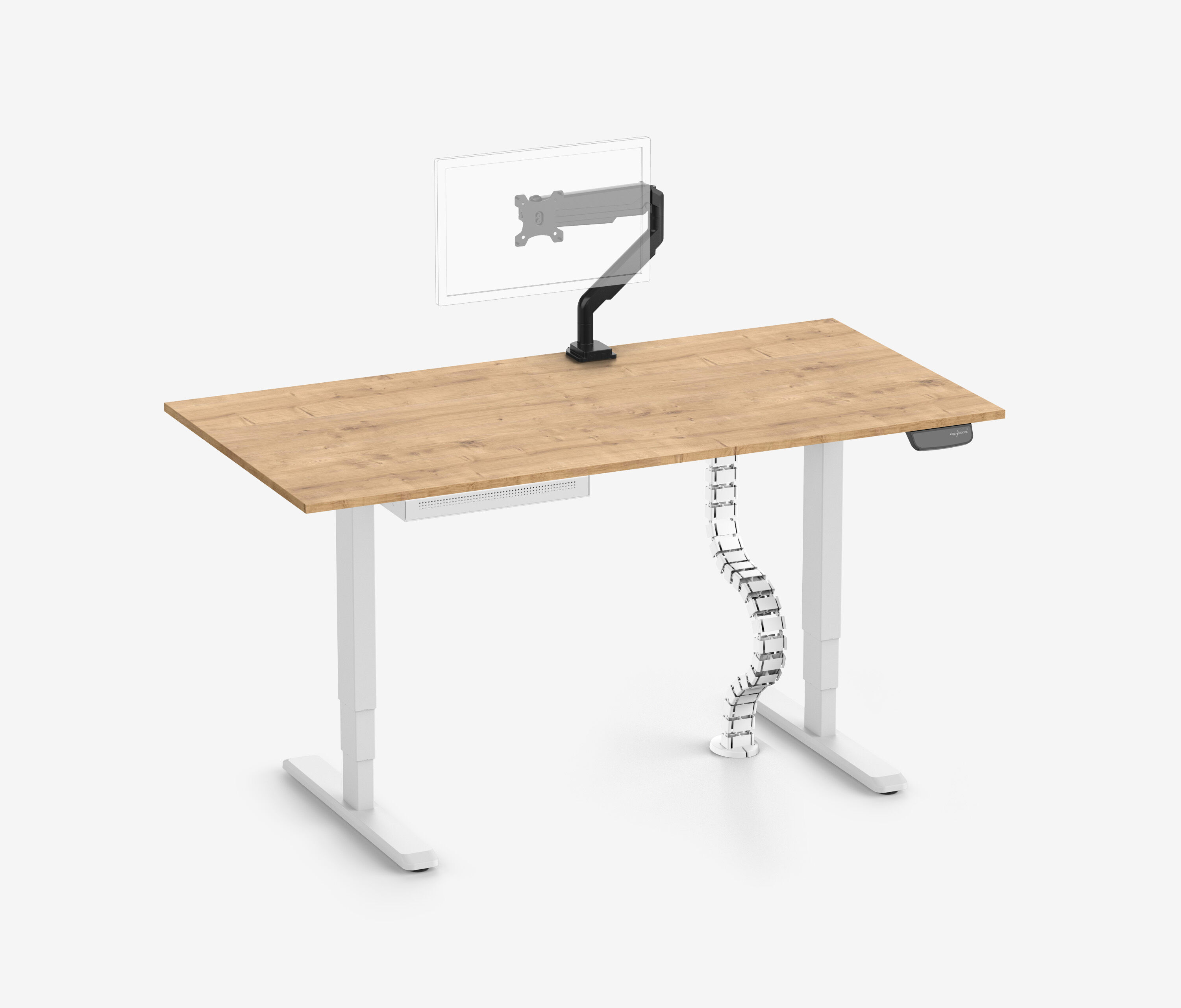 PRIMUS + Slimline Schublade, Kabelschlange & Halter Weiß 160x80 Eiche