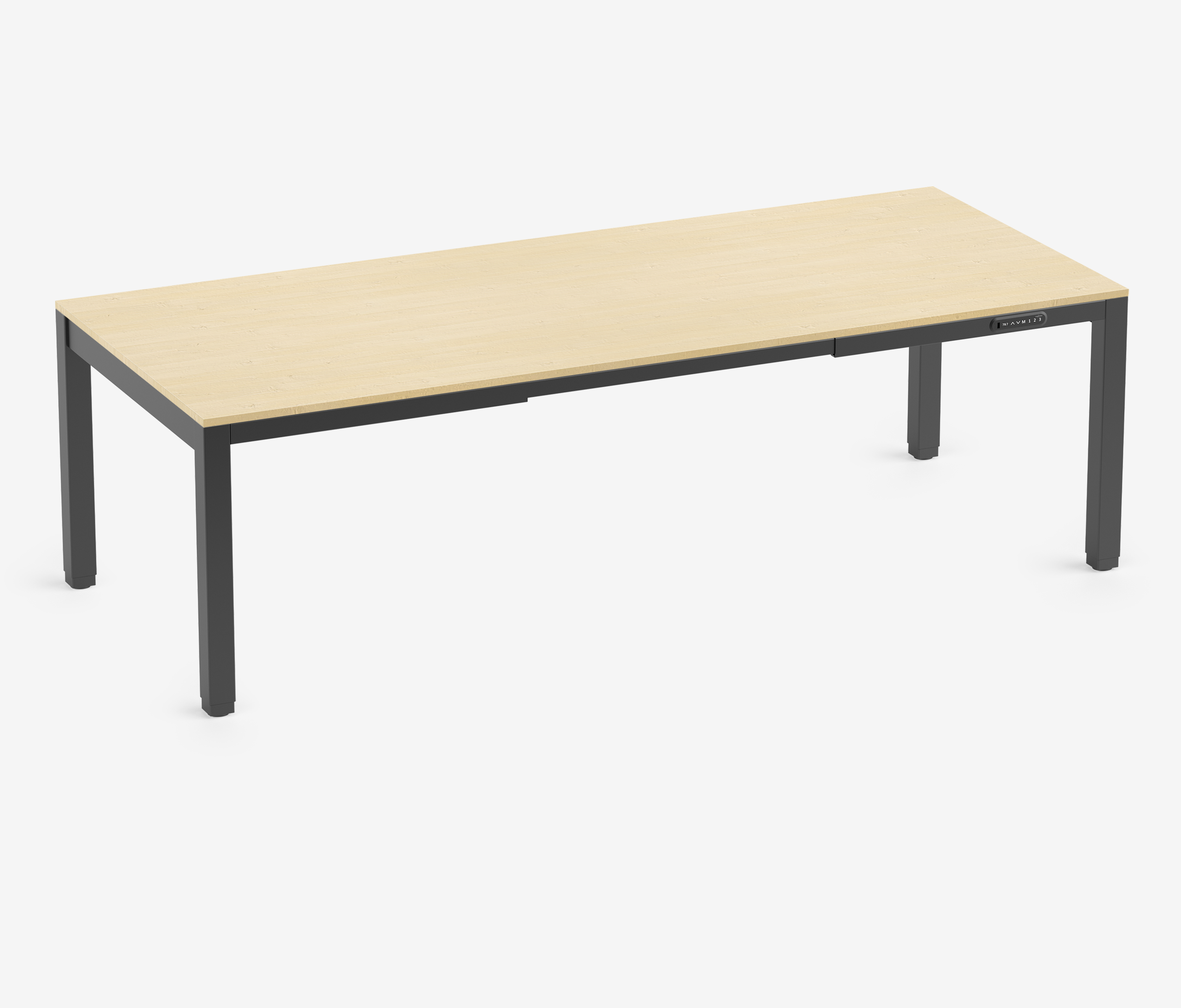 PRIMUS 4-Bein Schreibtisch Schwarz Birke 2400 x 1000 x 25 mm