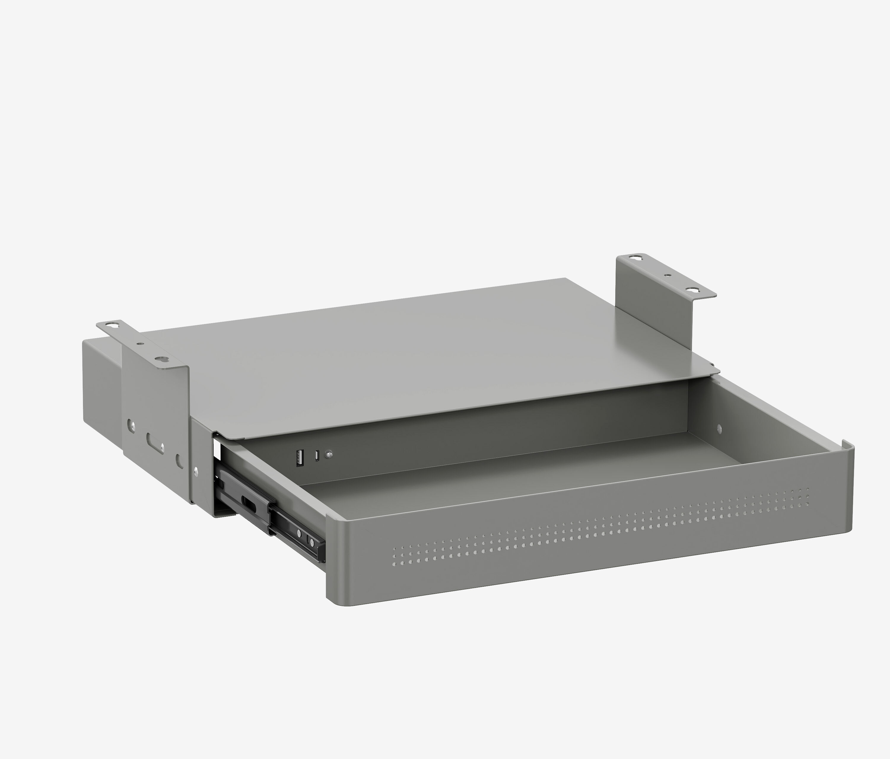 Untertisch Schublade mit USB Lader Grau