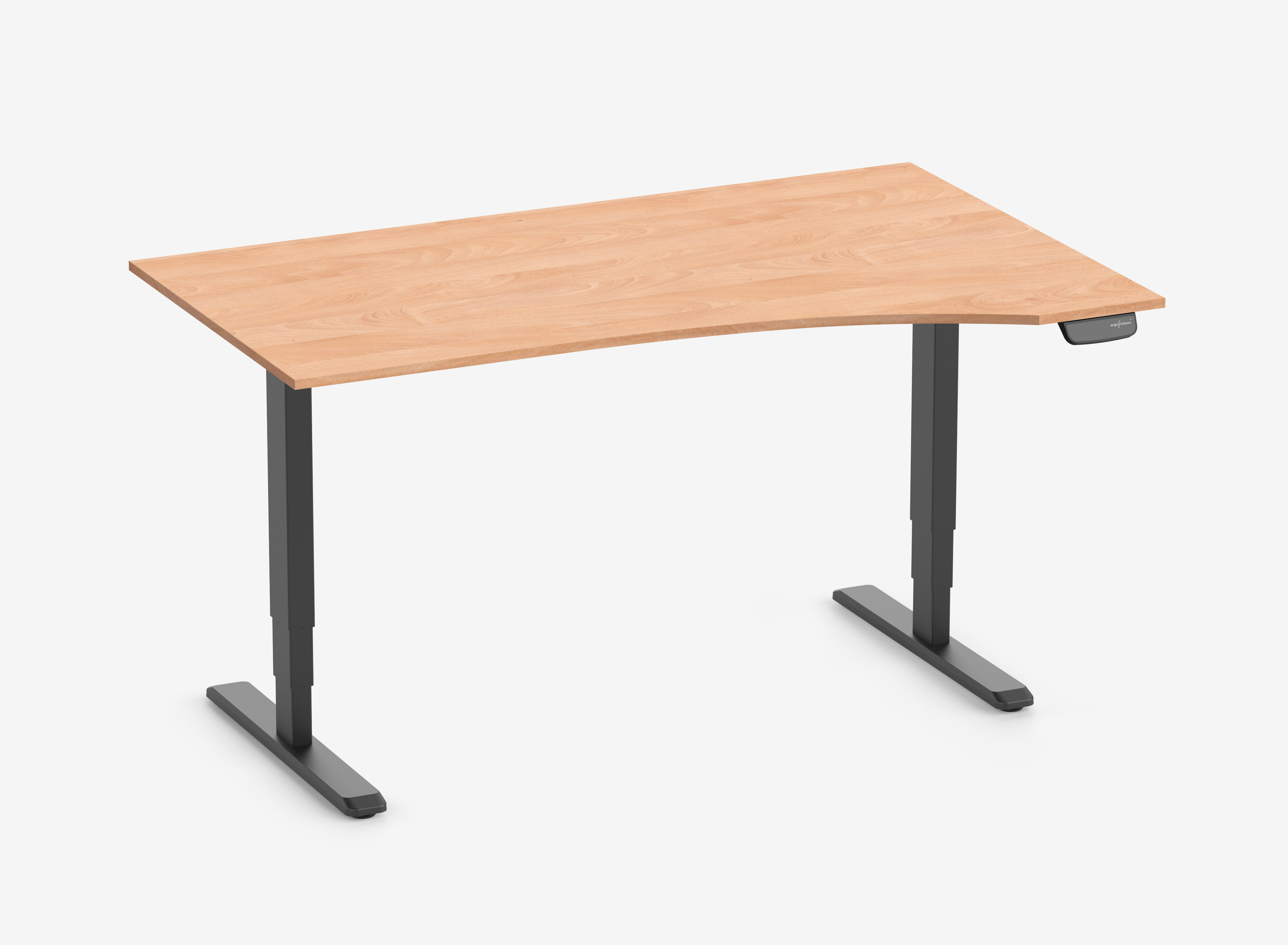 PRIMUS Freiformschreibtisch, Gestell Schwarz, Tischplatte 1600 x 800/1000 x 25 mm Buche, Ausführung Rechts