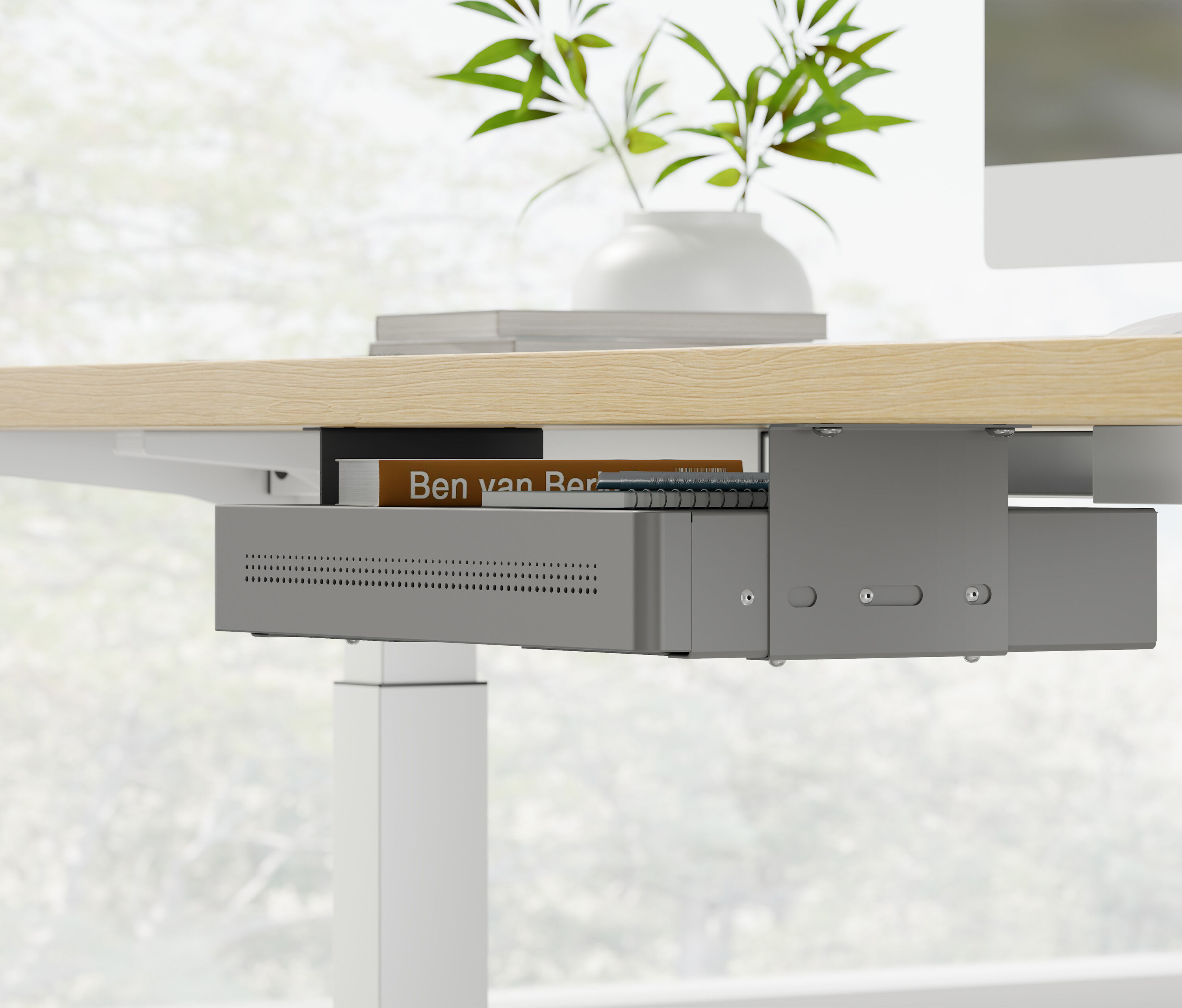 Untertisch Schublade mit USB Lader Grau