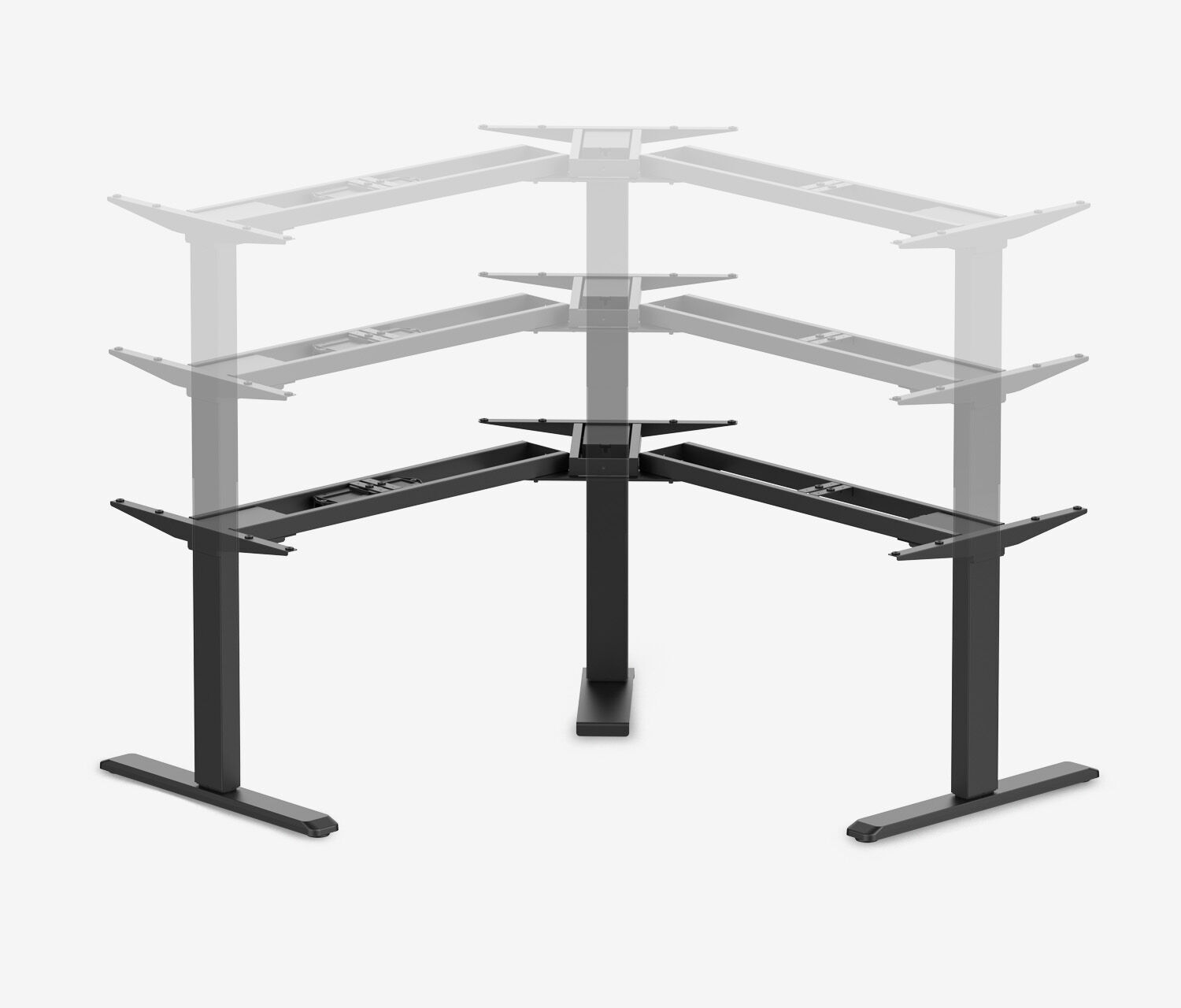 PRIMUS Winkelschreibtisch, Gestell Schwarz, Tischplatte  1400 x 800 x 25 mm Nussbaum