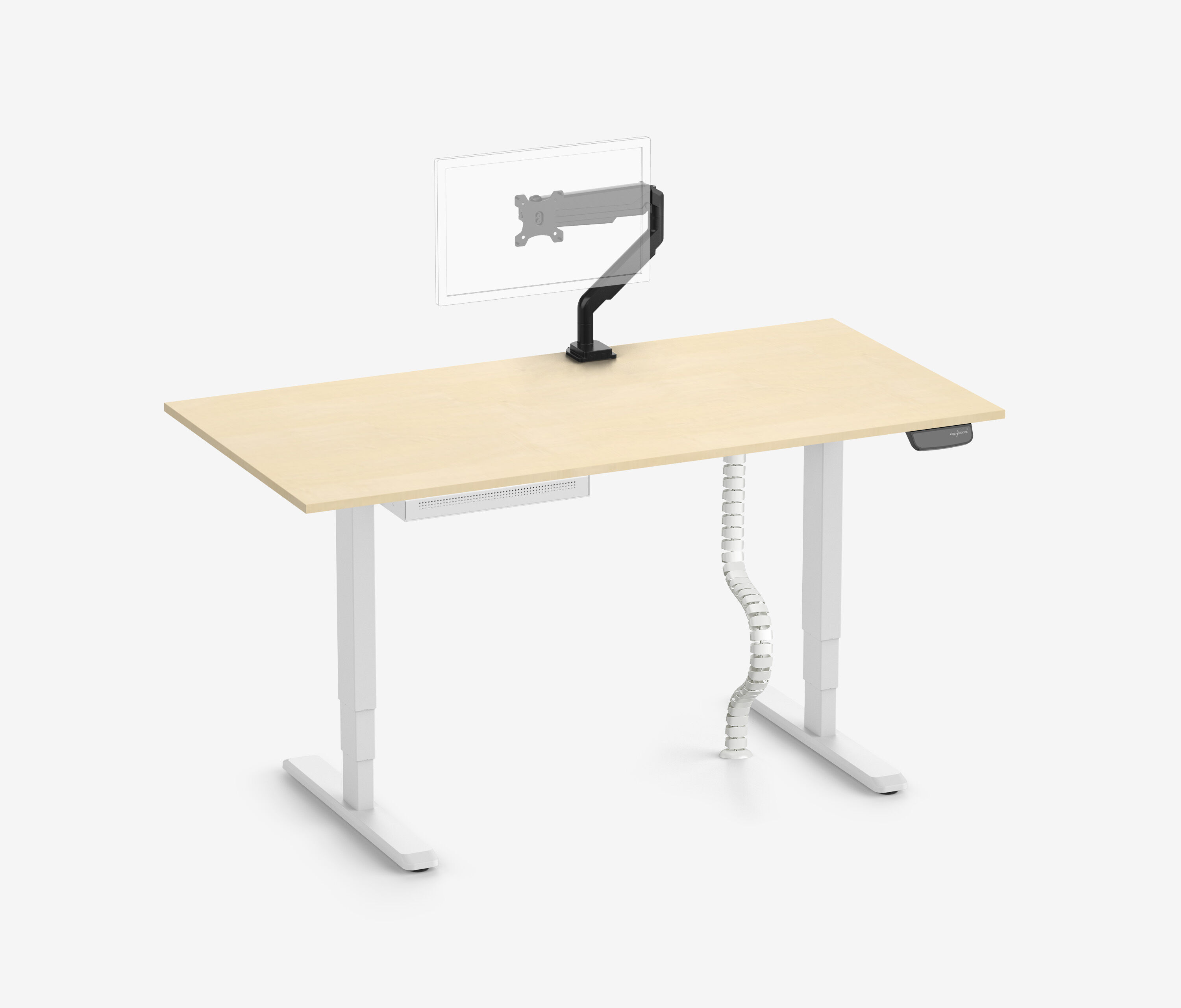 PRIMUS + Slimline Schublade, Kabelschlange & Halter Weiß 160x80 Birke