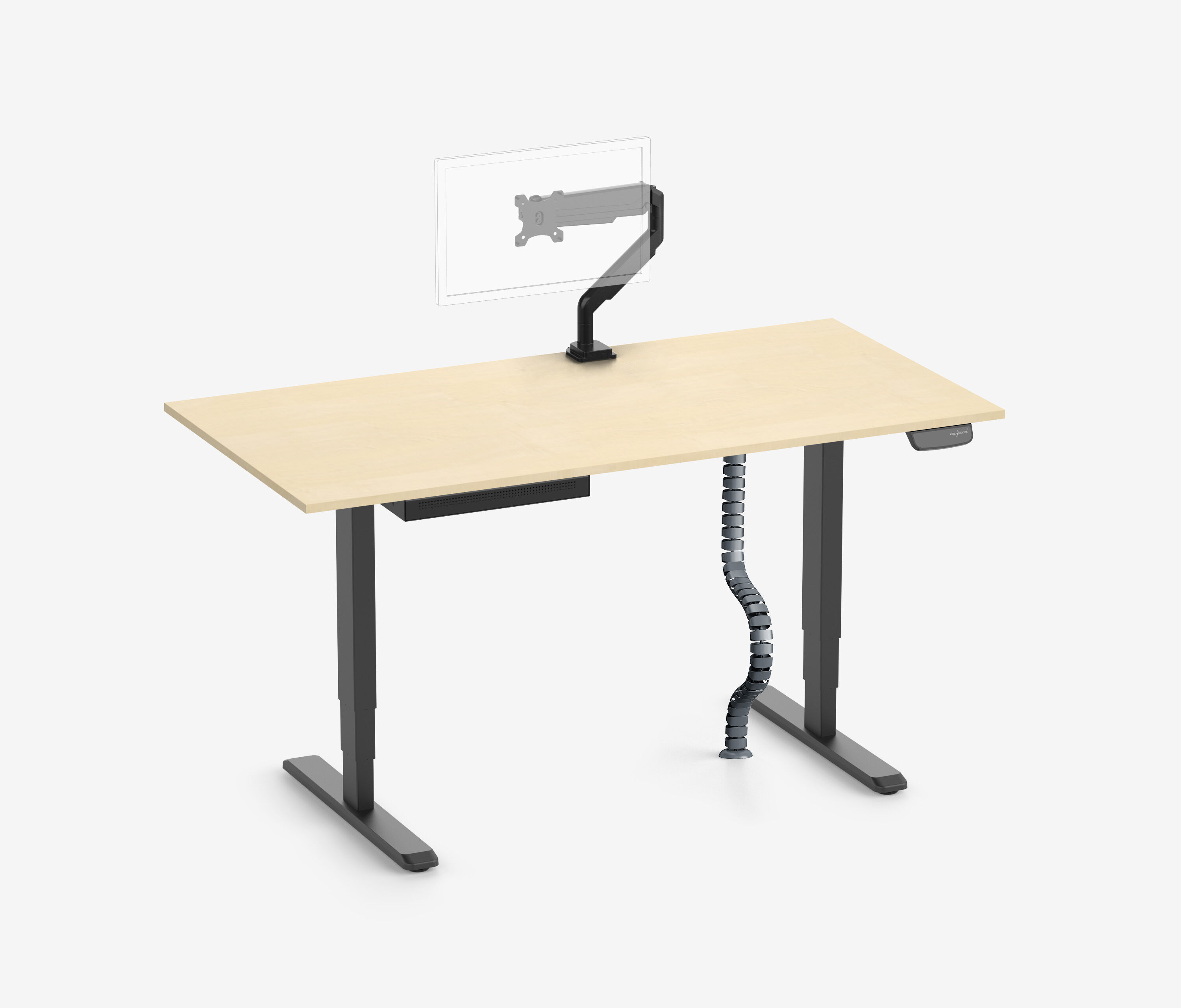 PRIMUS + Slimline Schublade, Kabelschlange & Halter 160x80 Schwarz Birke