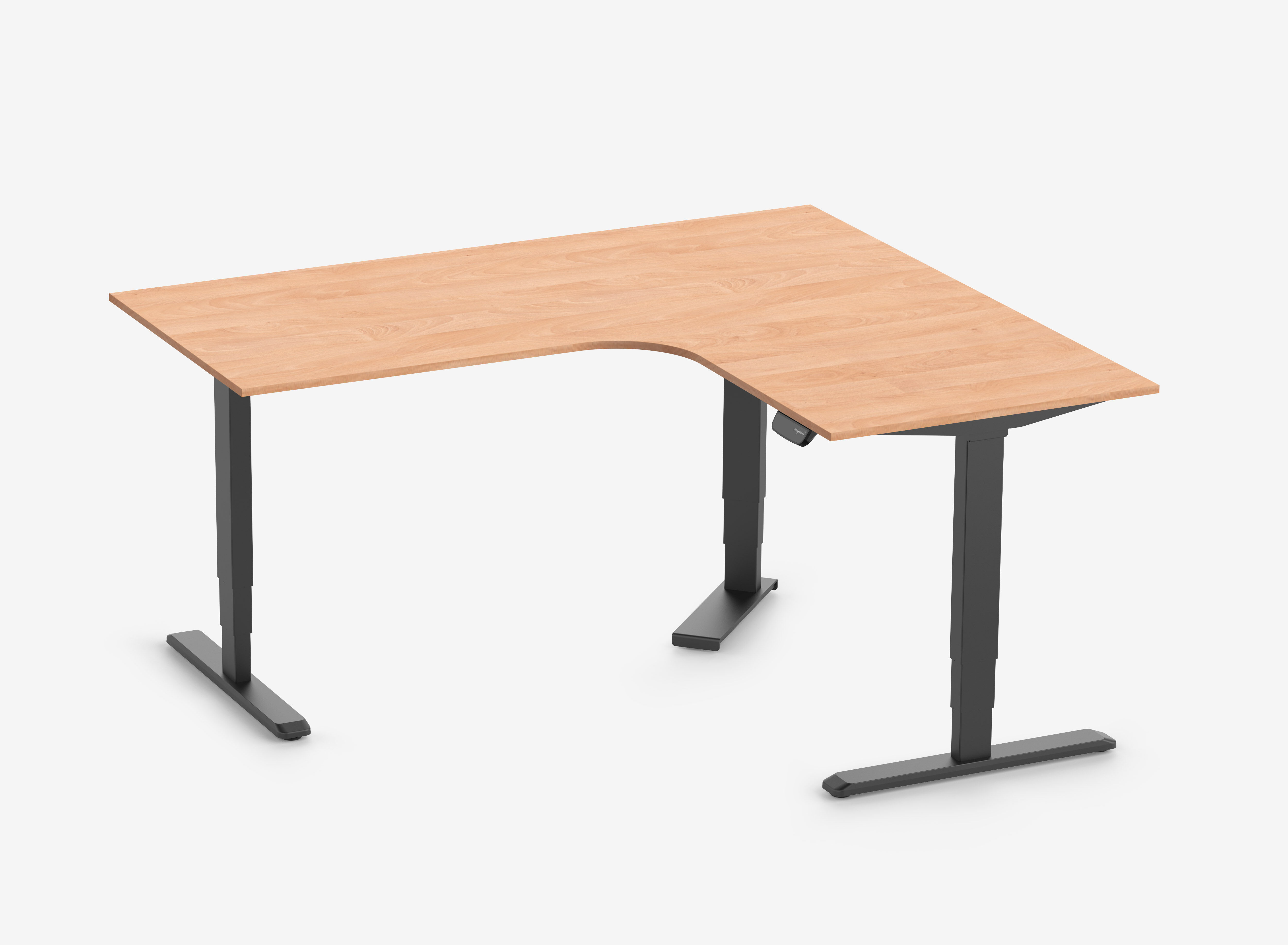 PRIMUS Eckschreibtisch, Gestell Schwarz, Tischplatte 1800/800 x 1600/800 x 25 mm Buche