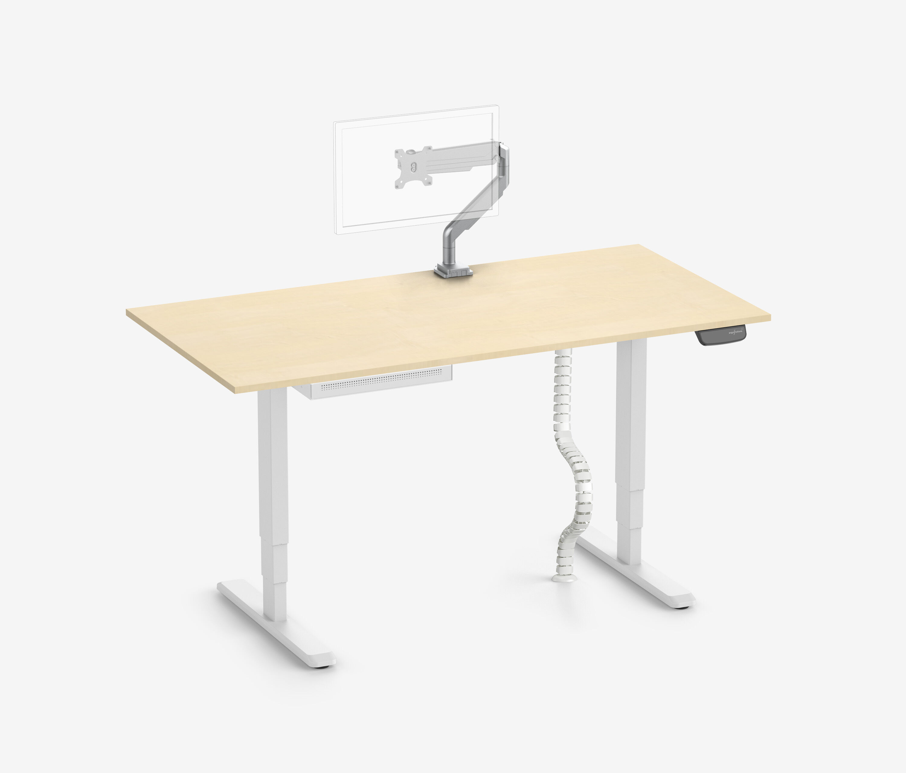 PRIMUS + Slimline Schublade, Kabelschlange & Halter Weiß 160x80 Birke