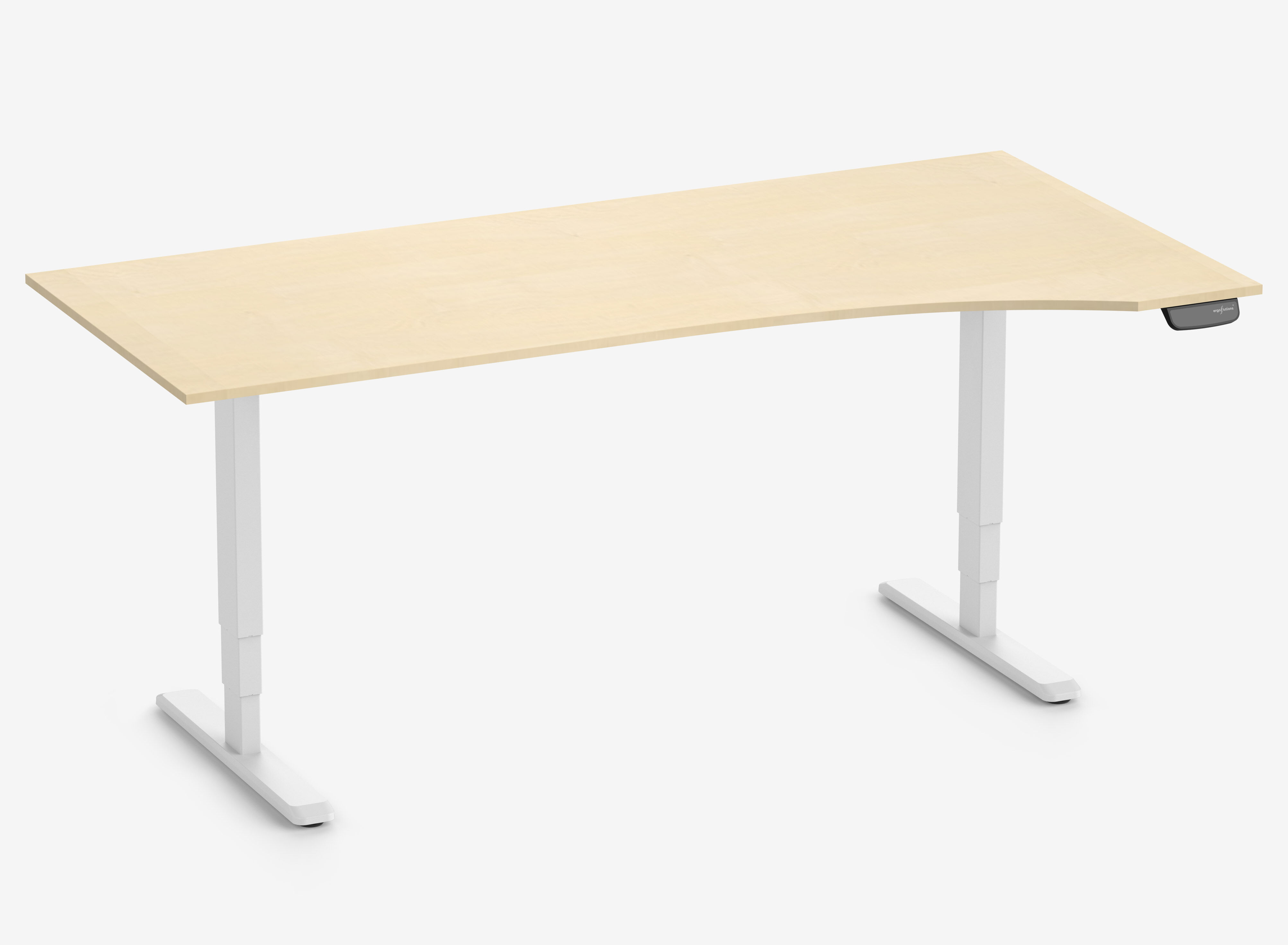 PRIMUS Freiformschreibtisch, Gestell Weiß 2000 x 800/1000 x 25 mm Birke, Ausführung Rechts