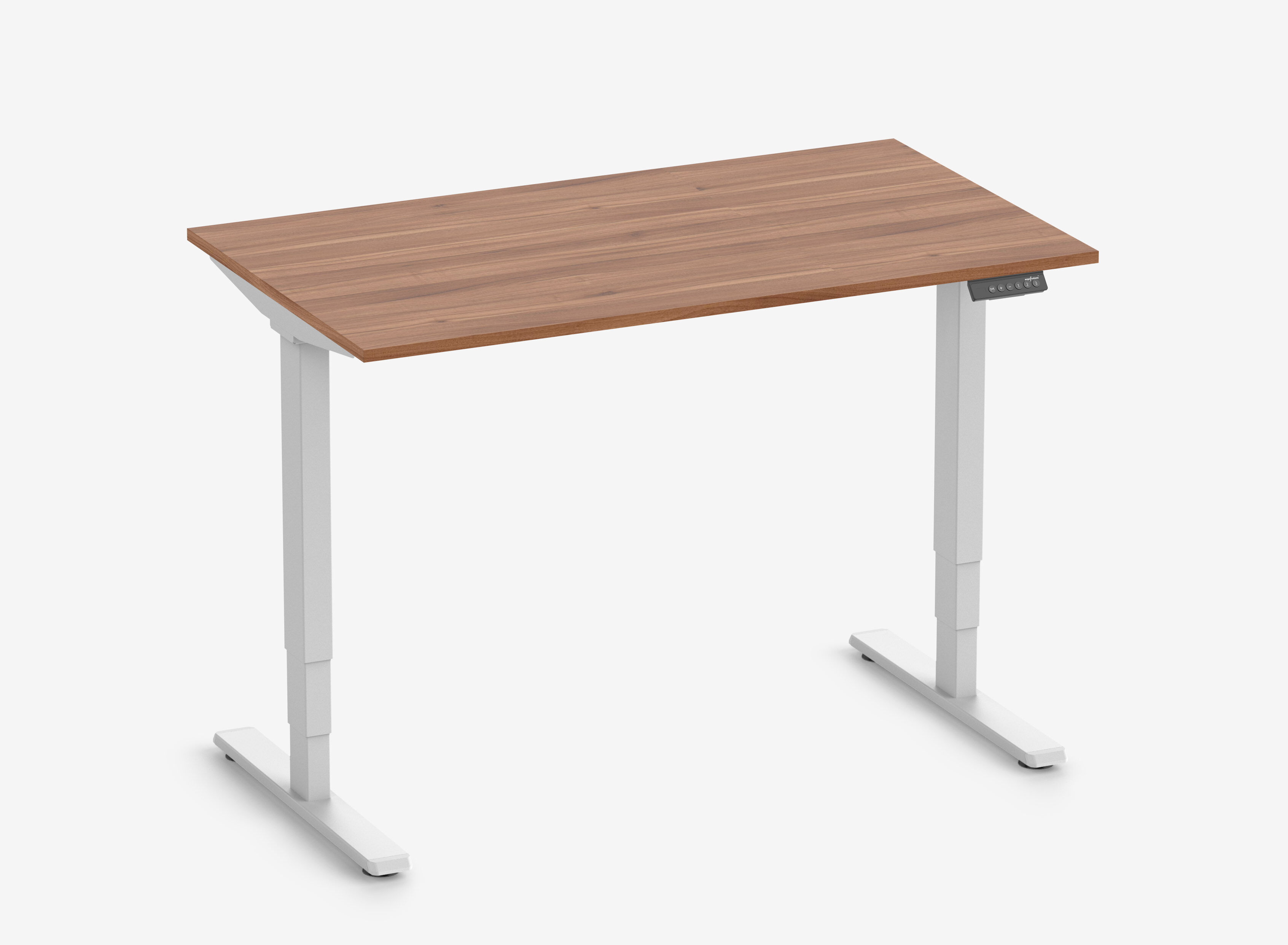 FOKUS Gestell Weiß, Tischplatte 1200 x 700 x 19 mm Nussbaum