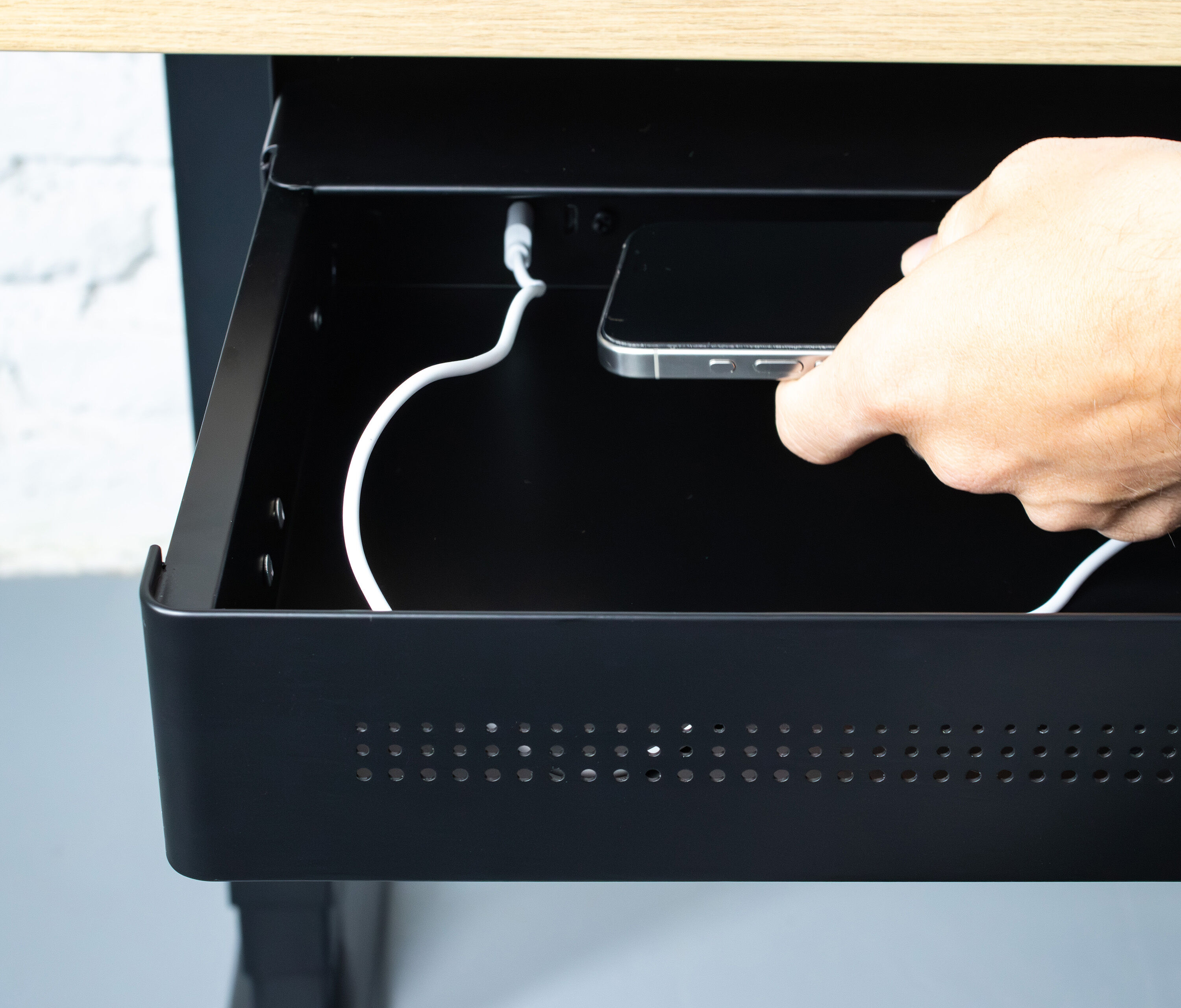 Untertisch Schublade mit USB Lader Weiß