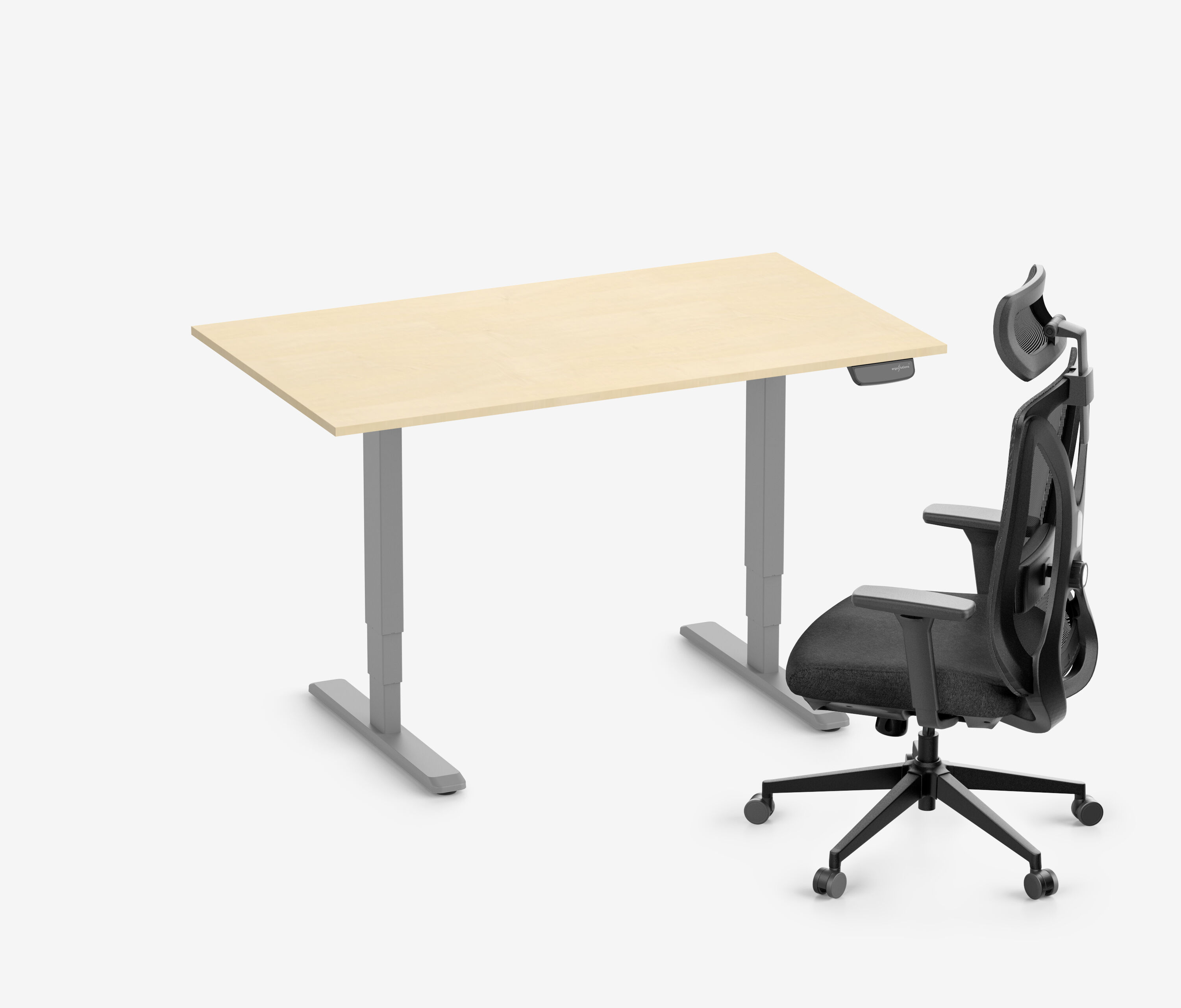 PRIMUS Schreibtisch + Stuhl VITA MESH Grau Normal, Sitzhöhe 44 - 52 cm 140x80 Birke 