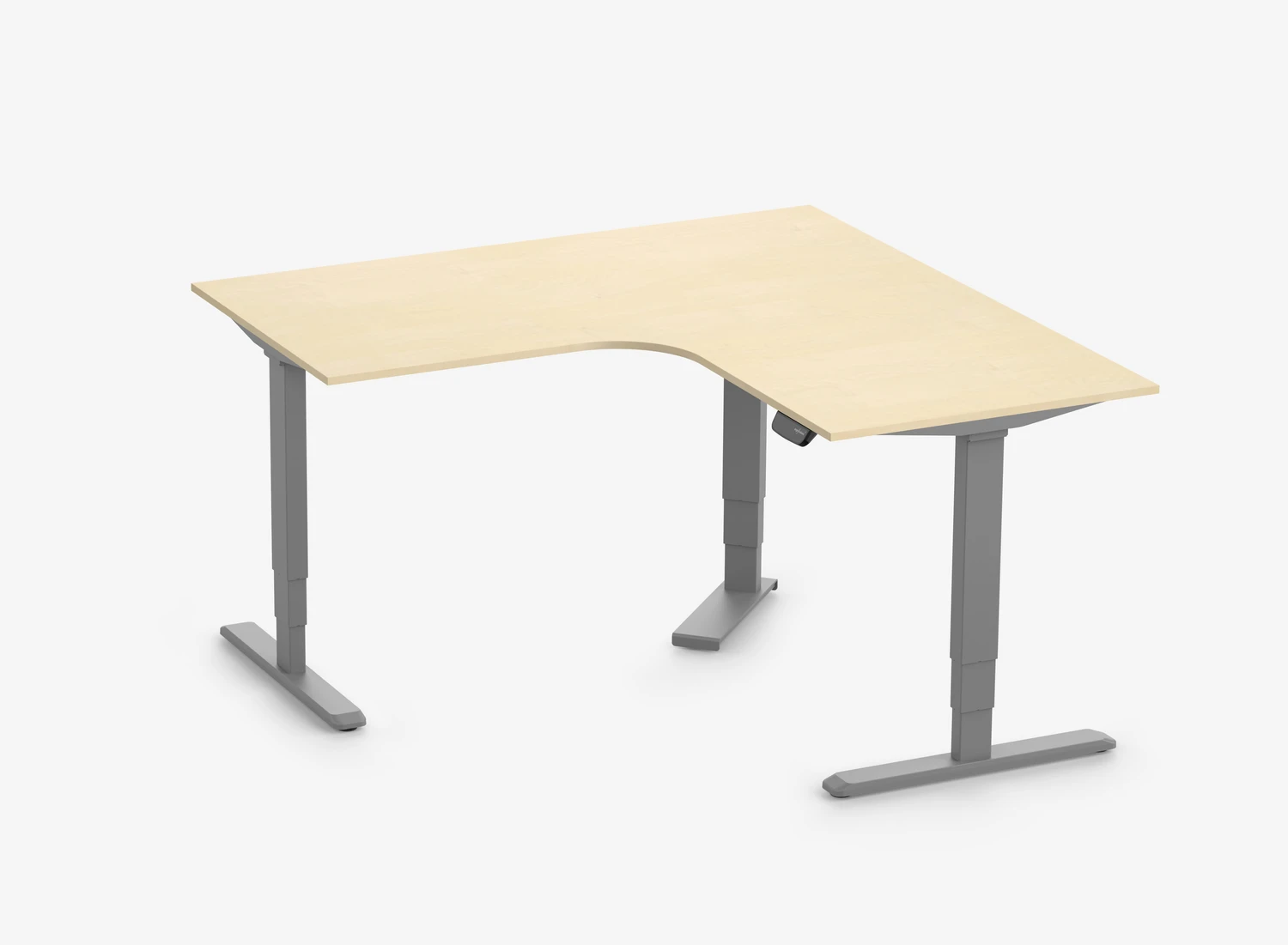 PRIMUS Eckschreibtisch, Gestell Grau, Tischplatte 1600/800 x 1600/800 x 25 mm Birke