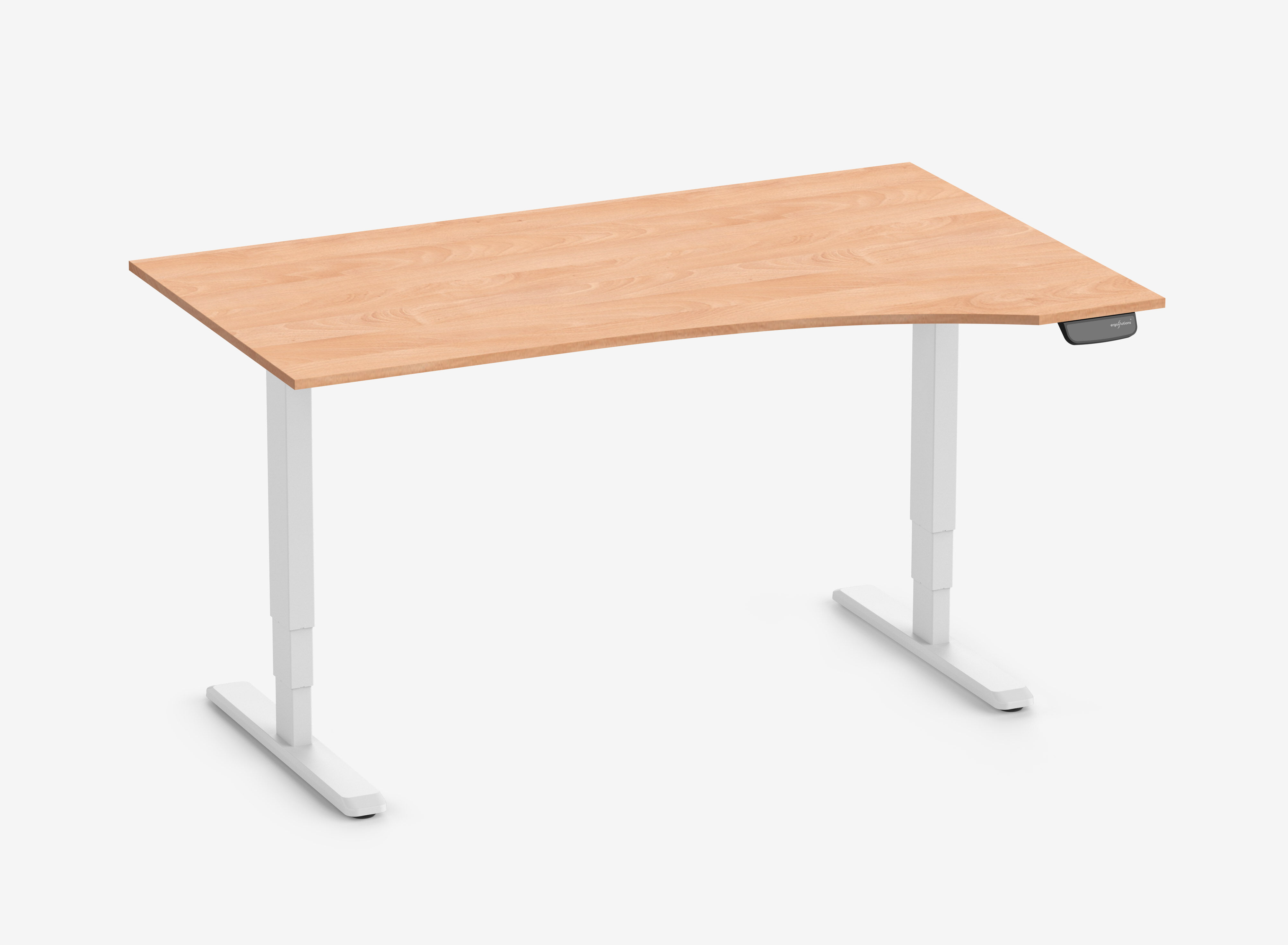 PRIMUS Freiformschreibtisch, Gestell Weiß 1600 x 800/1000 x 25 mm Buche, Ausführung Rechts