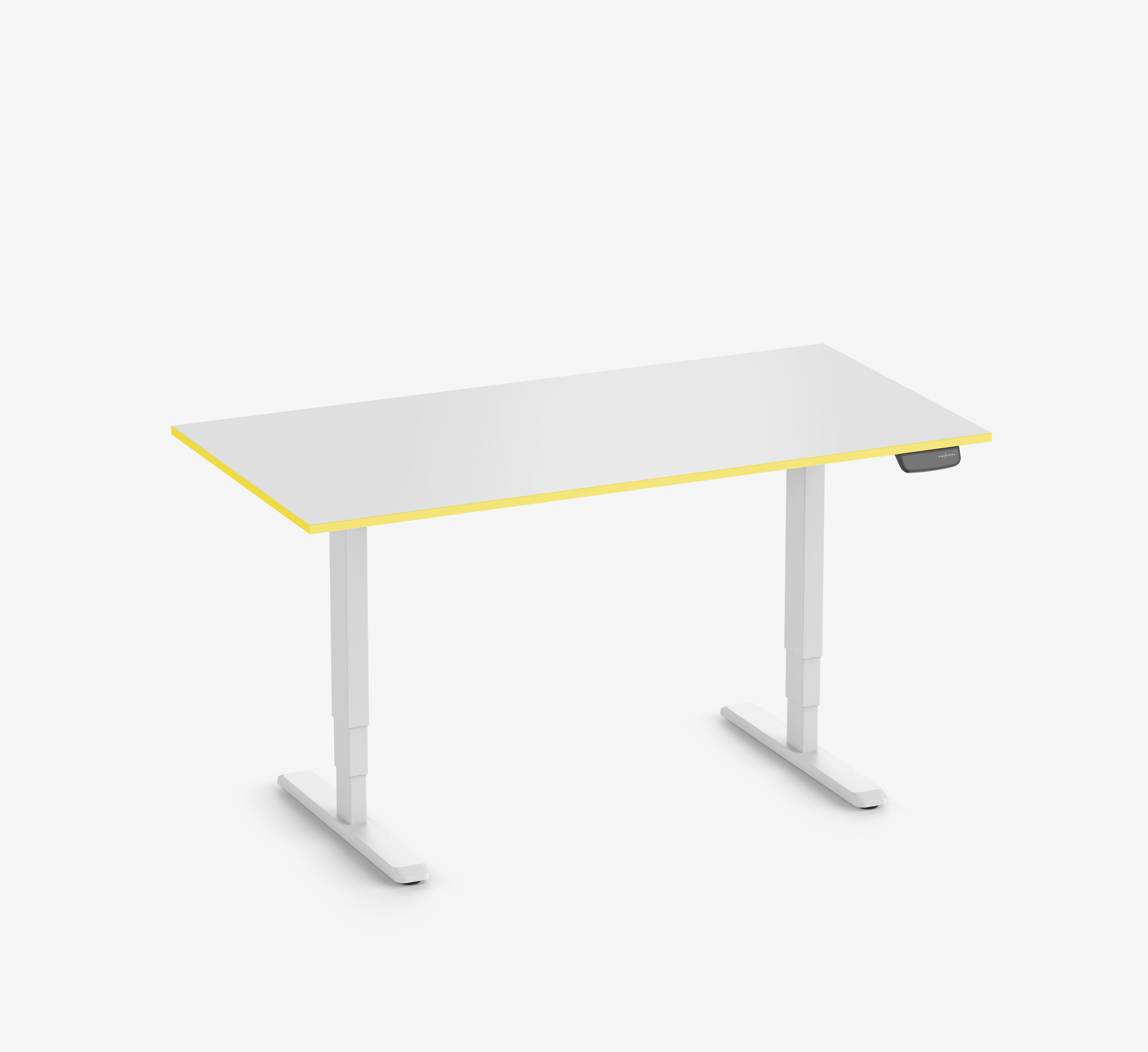 Primus Gamingschreibtisch Rechteck, Weiß Silk-Touch Yellow Cab 160x80