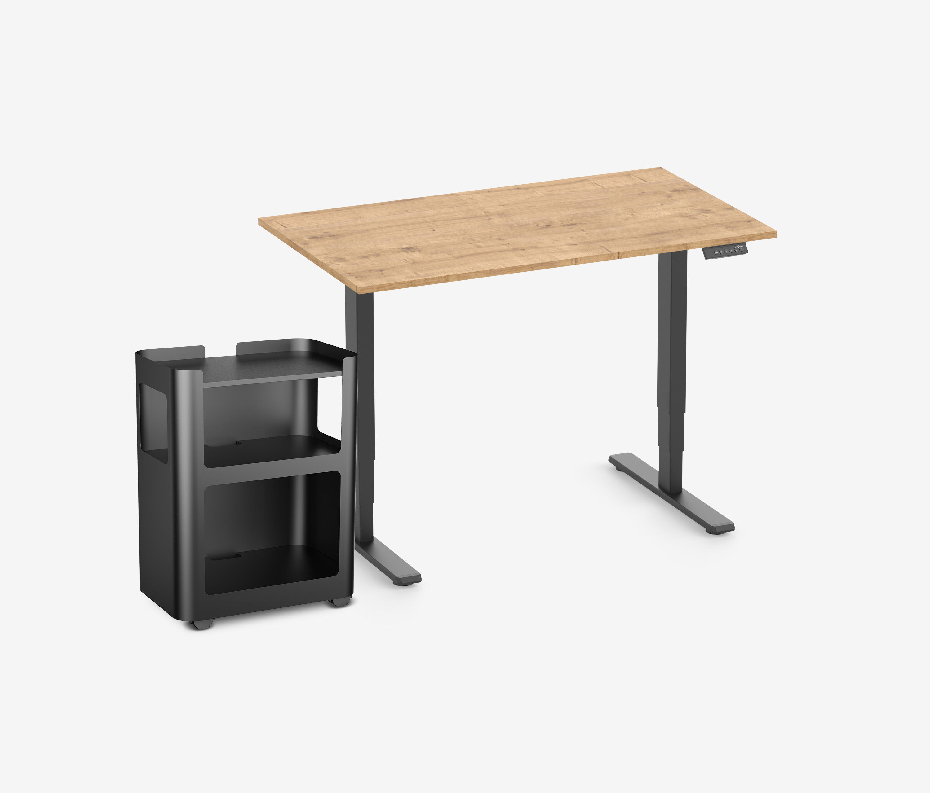 FOKUS bureau + rolwagen Eiken Zwart 120x70 