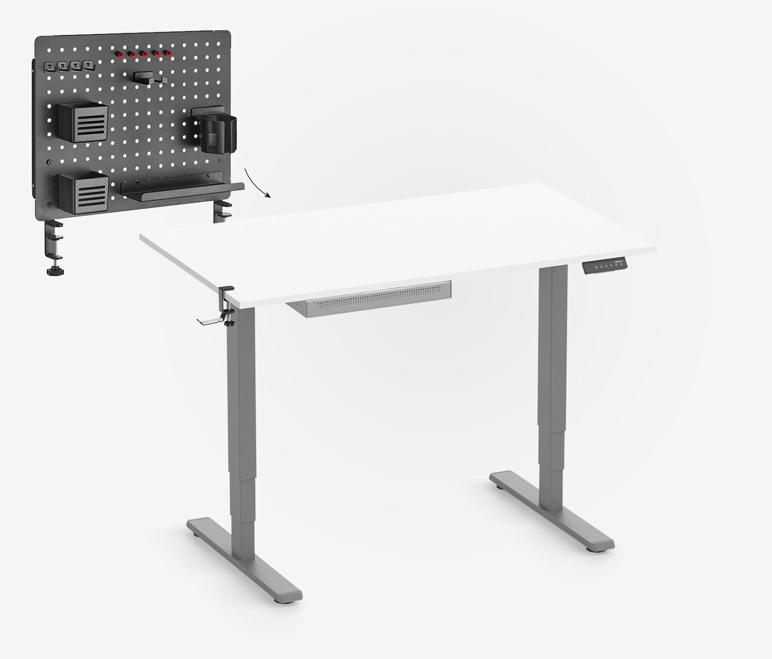 FOKUS Organizer Set Grau, Slim Schublade Topweiß 120x70 Organizer Board Schwarz Kopfhörer Halter