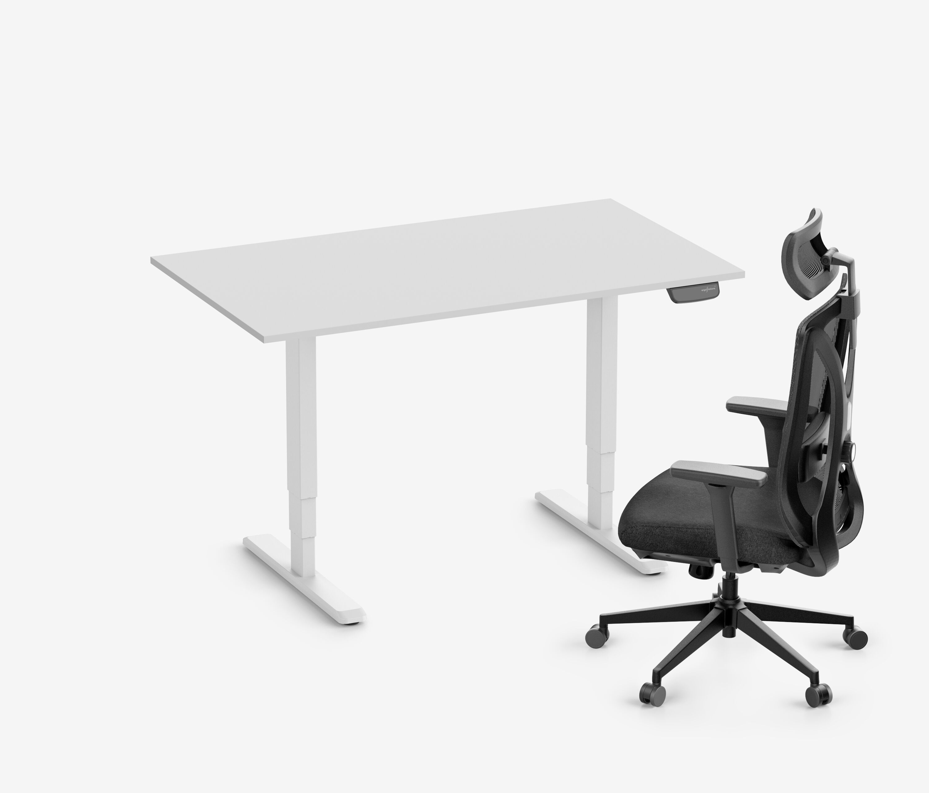 PRIMUS Schreibtisch + Stuhl VITA MESH Weiß Normal, Sitzhöhe 44 - 52 cm 140x80 Lichtgrau 