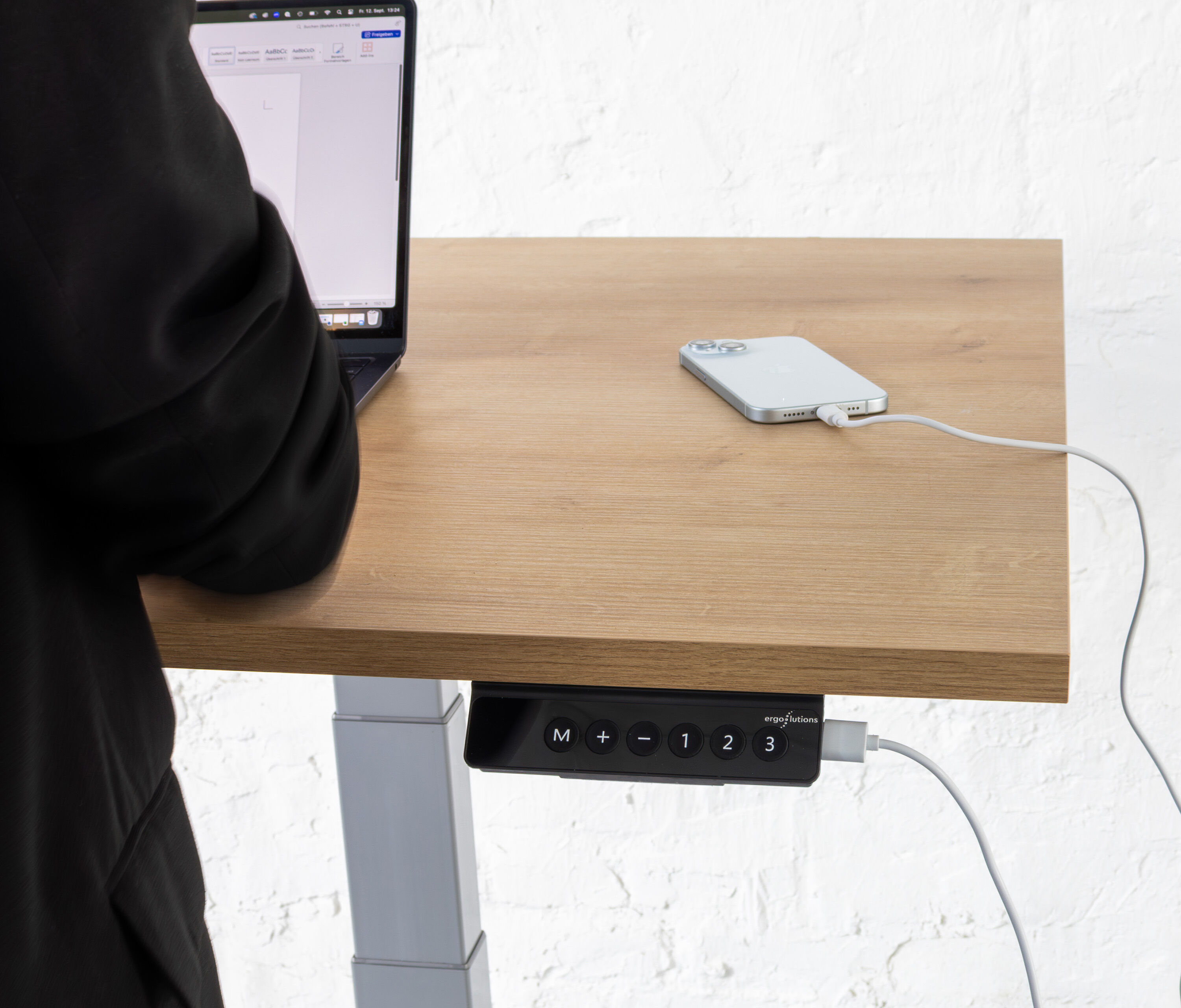 FOKUS Single Schreibtisch Grau Eiche 80x80