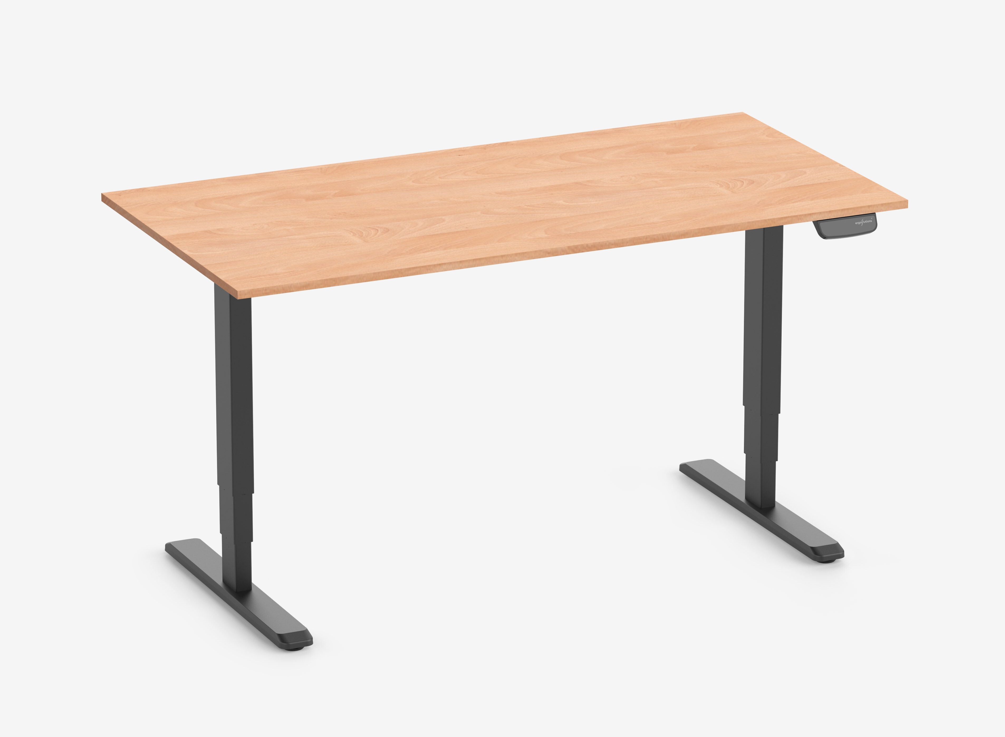 PRIMUS Speed Rechteckschreibtisch, Gestell Schwarz, Tischplatte 1600 x 800 x 19 mm Buche