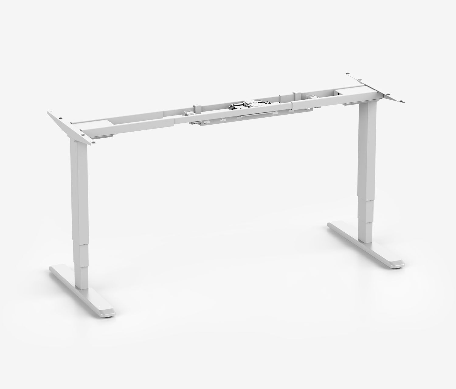 PRIMUS Freiformschreibtisch, Gestell Weiß 1600 x 800/1000 x 25 mm Lichtgrau, Ausführung Links
