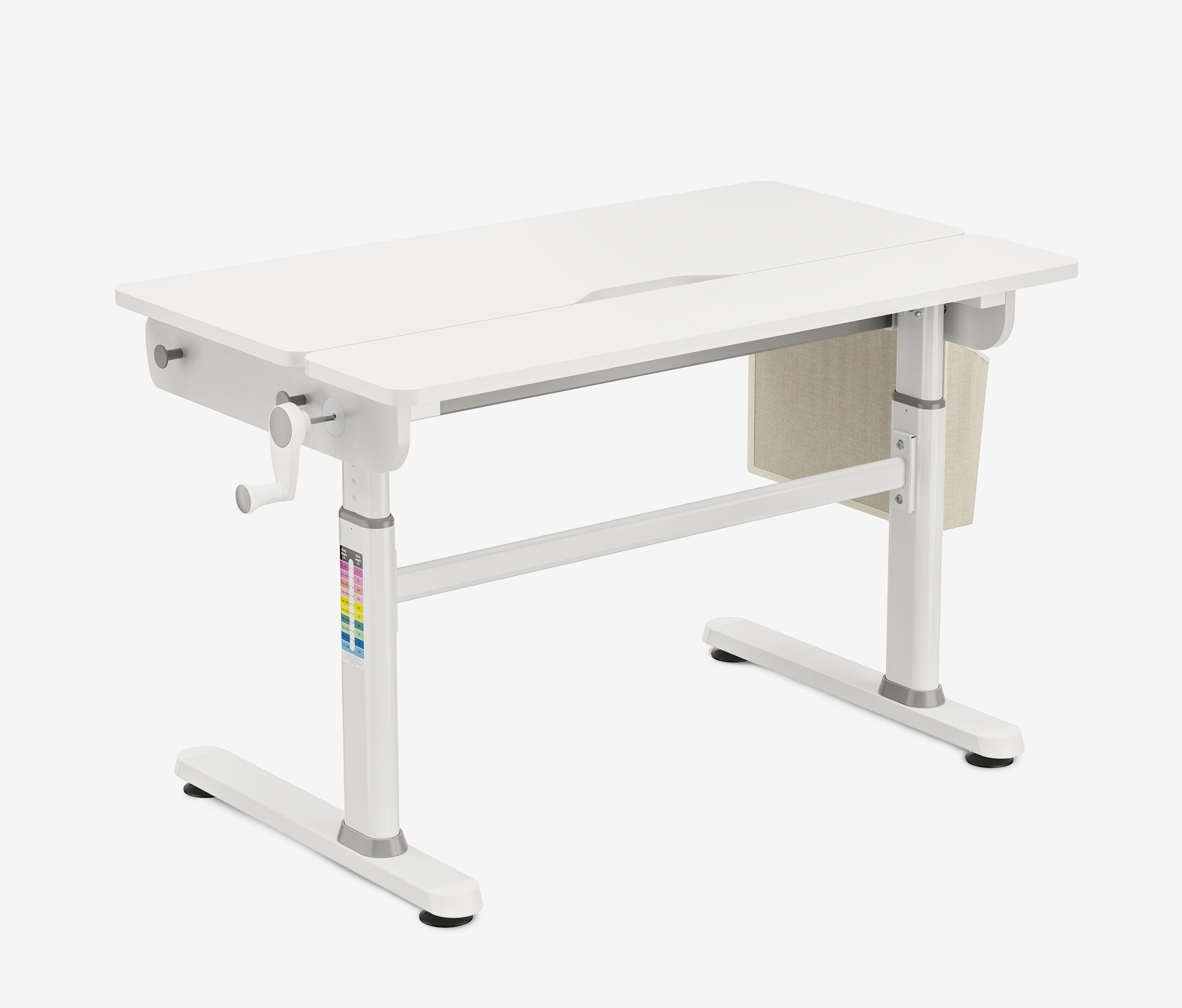 Kinderschreibtisch manuell höhenverstellbar Weiß