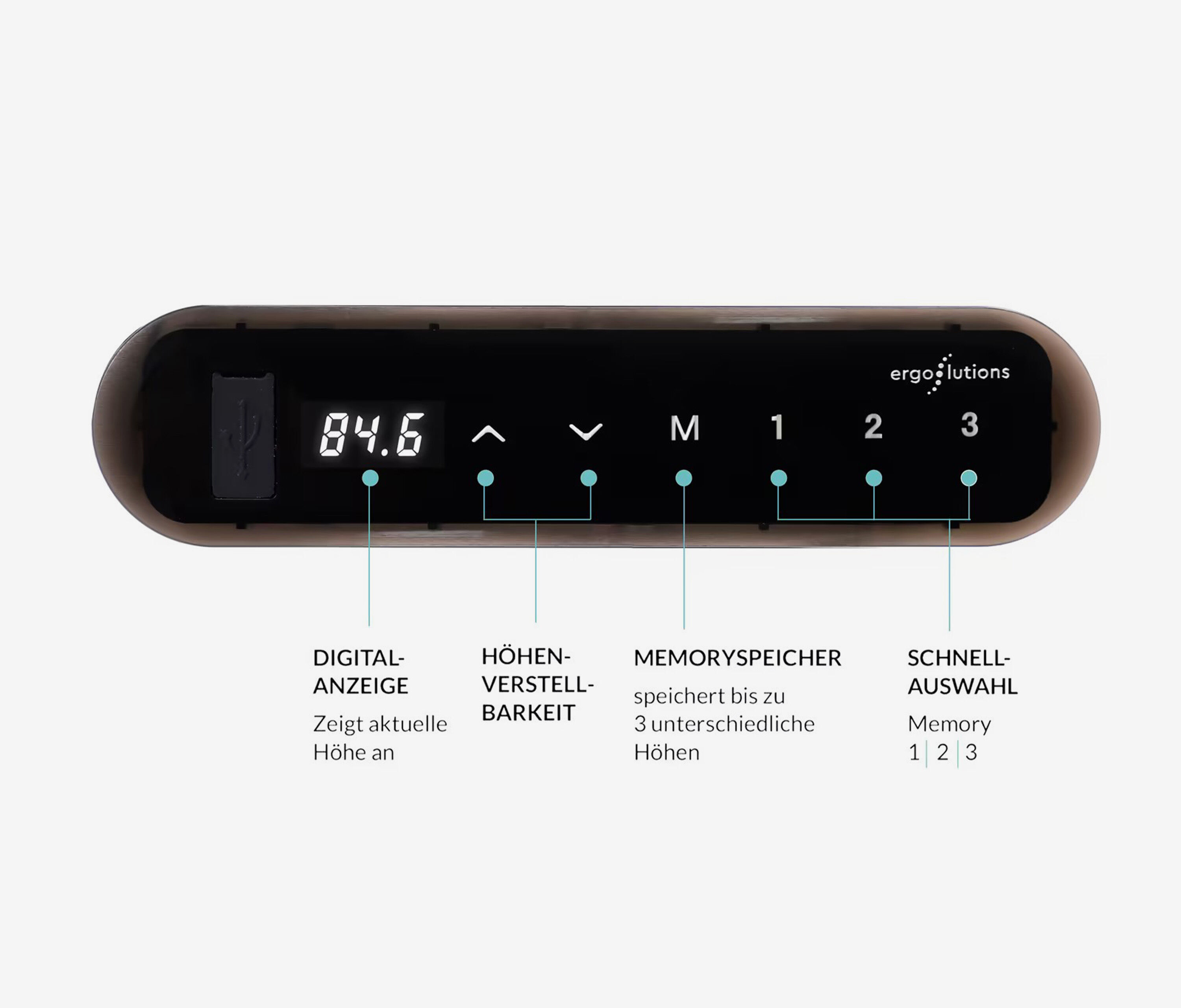 PRIMUS 4-Bein Schreibtisch Schwarz Eiche 2400 x 1000 x 25 mm