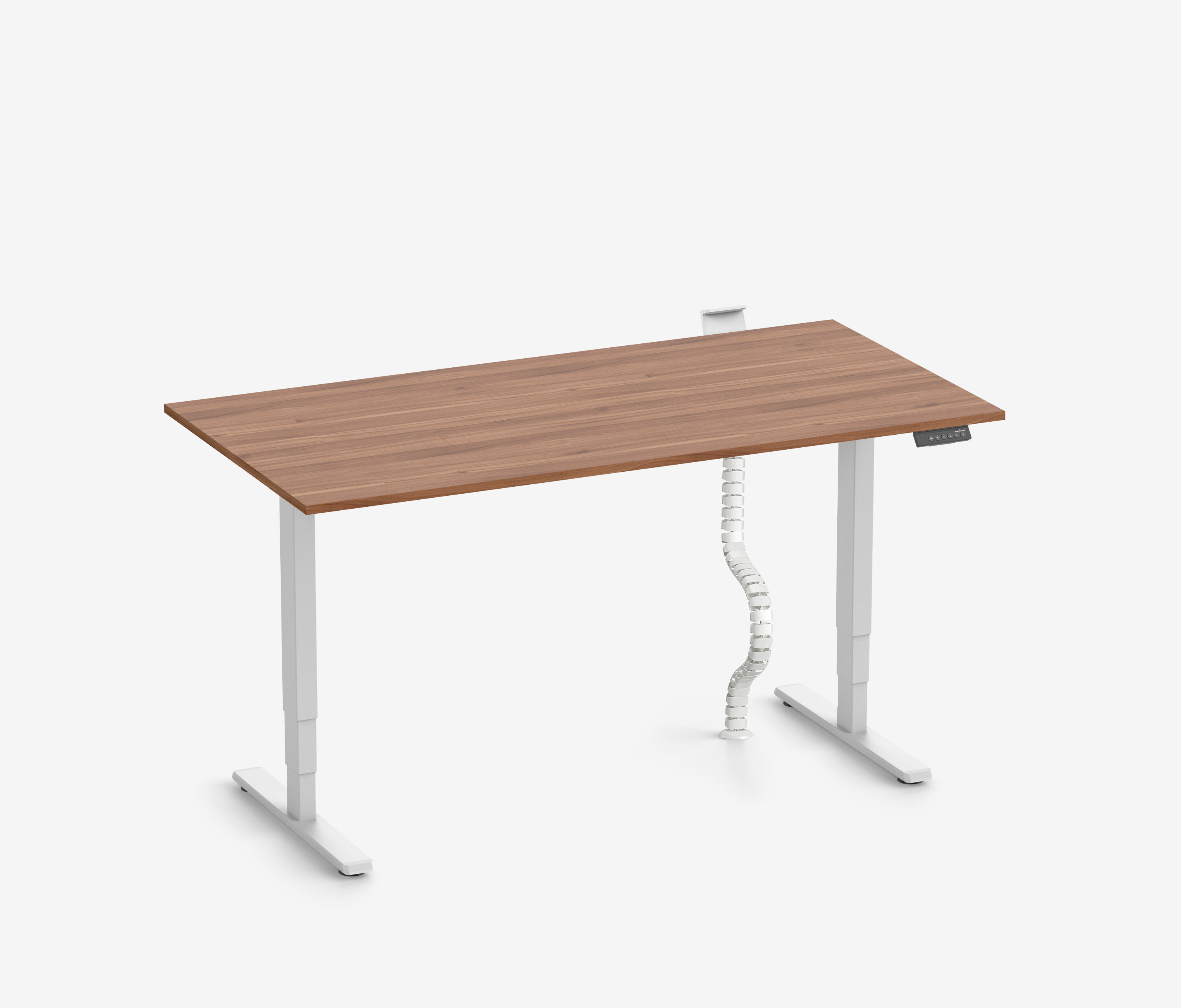 FOKUS Bureau + Stekkerdooshouder + Kabelslang Wit Notenhout 120x70