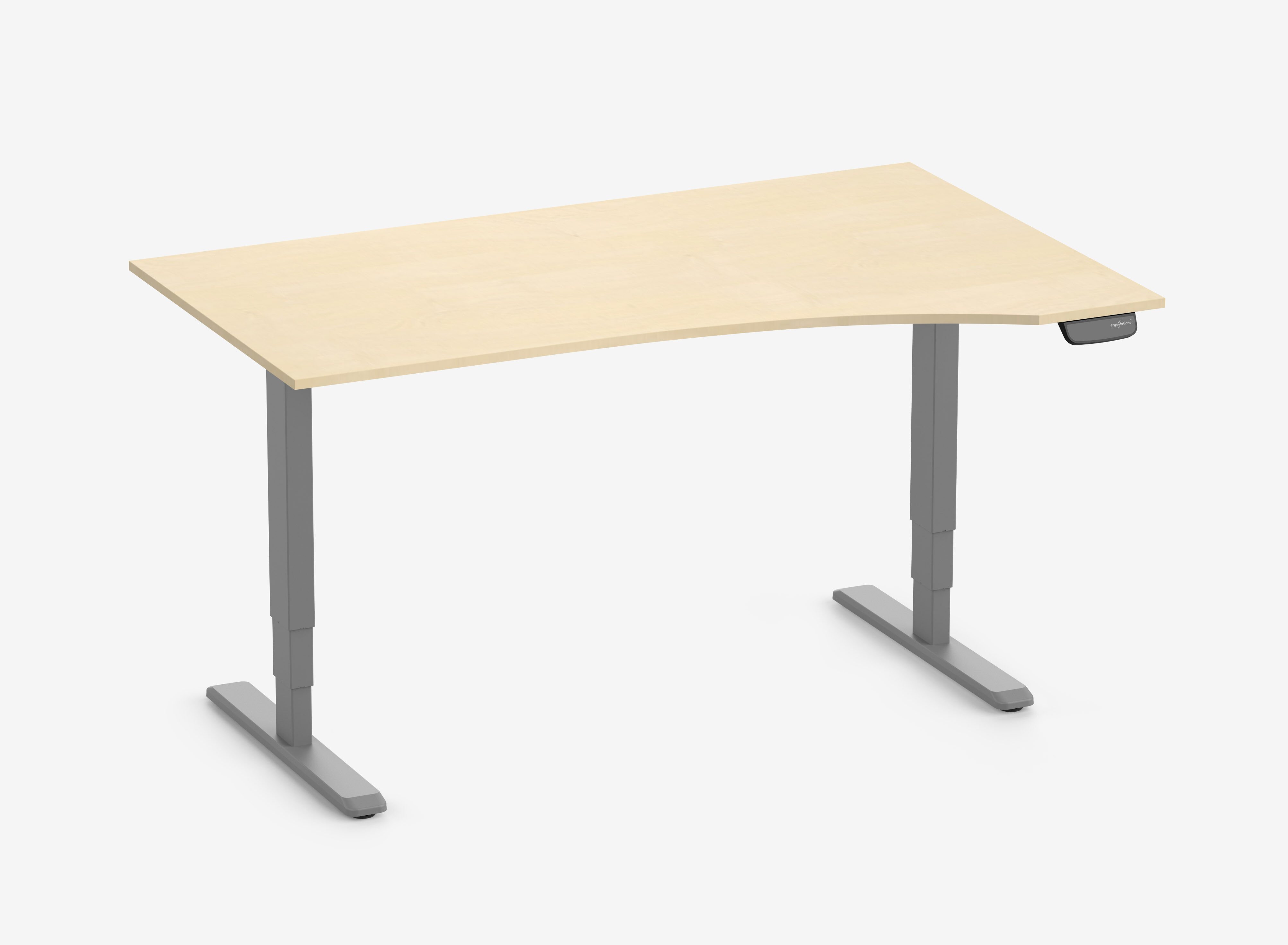 PRIMUS Freiformschreibtisch, Gestell Grau 1600 x 800/1000 x 25 mm Birke, Ausführung Rechts
