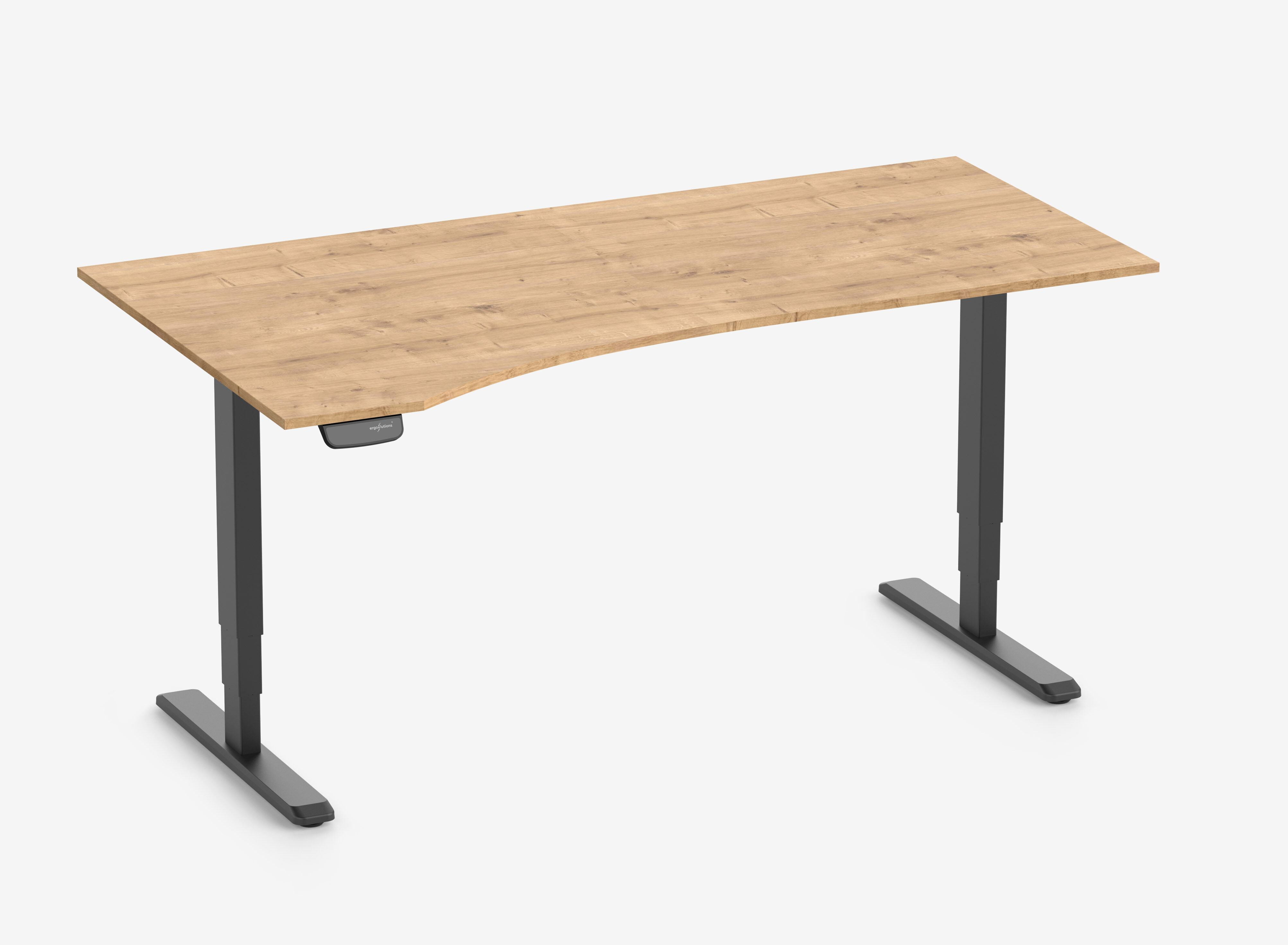 PRIMUS Freiformschreibtisch, Gestell Schwarz, Tischplatte 1800 x 800/1000 x 25 mm Eiche, Ausführung Links