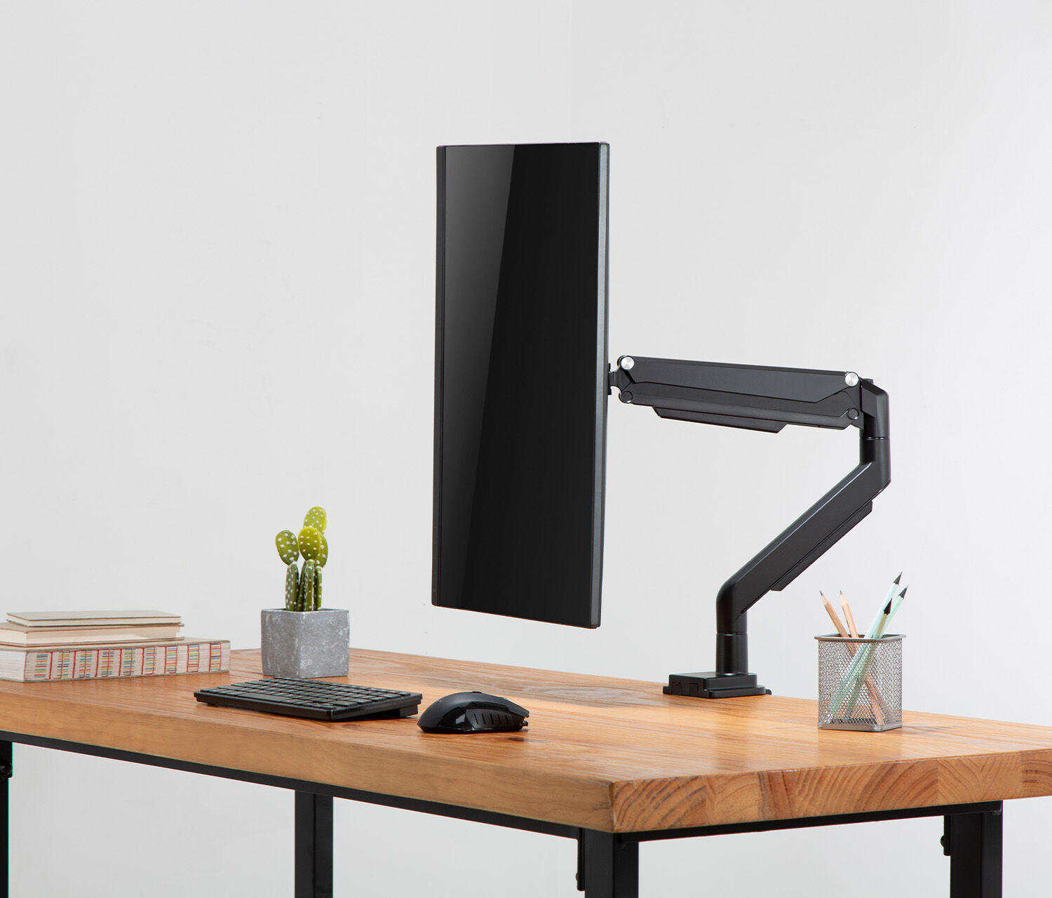 Enkele Gasveer Monitorarm - zwart