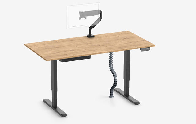 PRIMUS Schreibtisch + Slimline Schublade, Kabelschlange & Halter