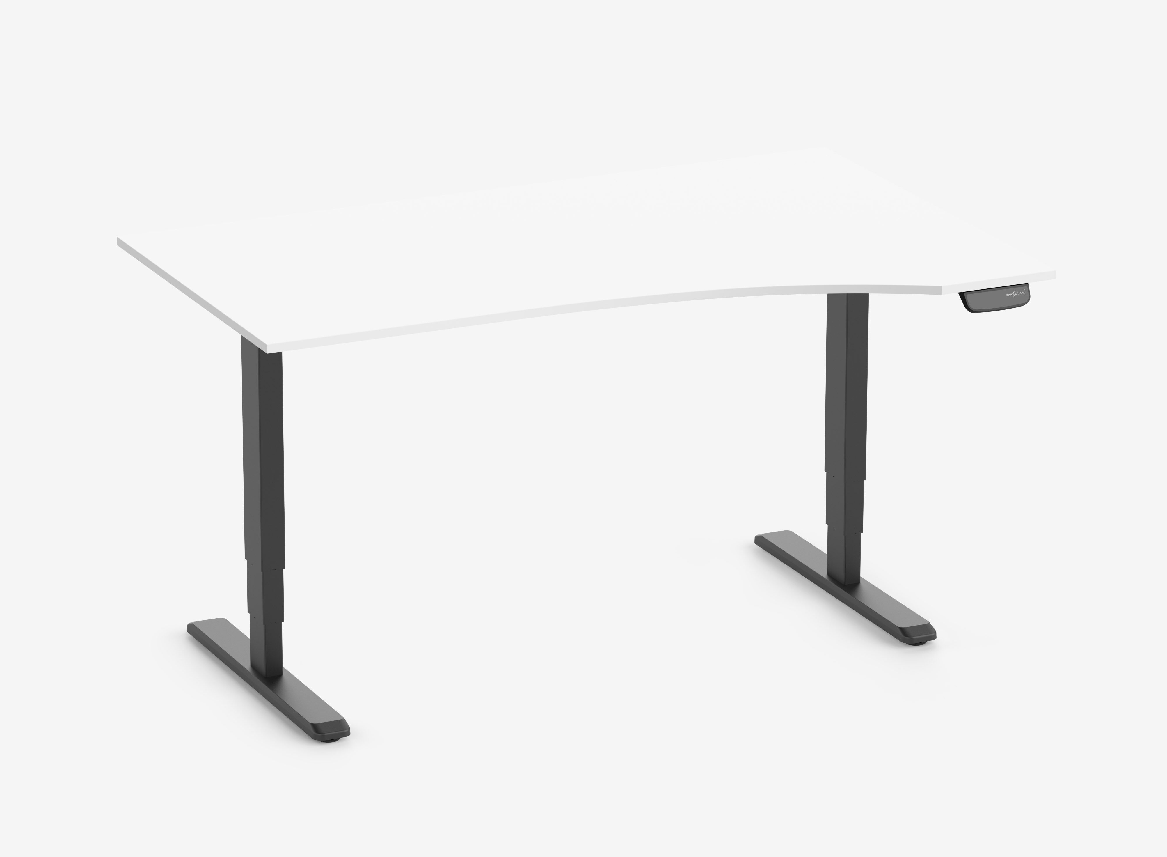 PRIMUS Vrijvorm bureau, frame zwart, tafelblad 1600 x 800/1000 x 25 mm top wit, uitvoering rechts