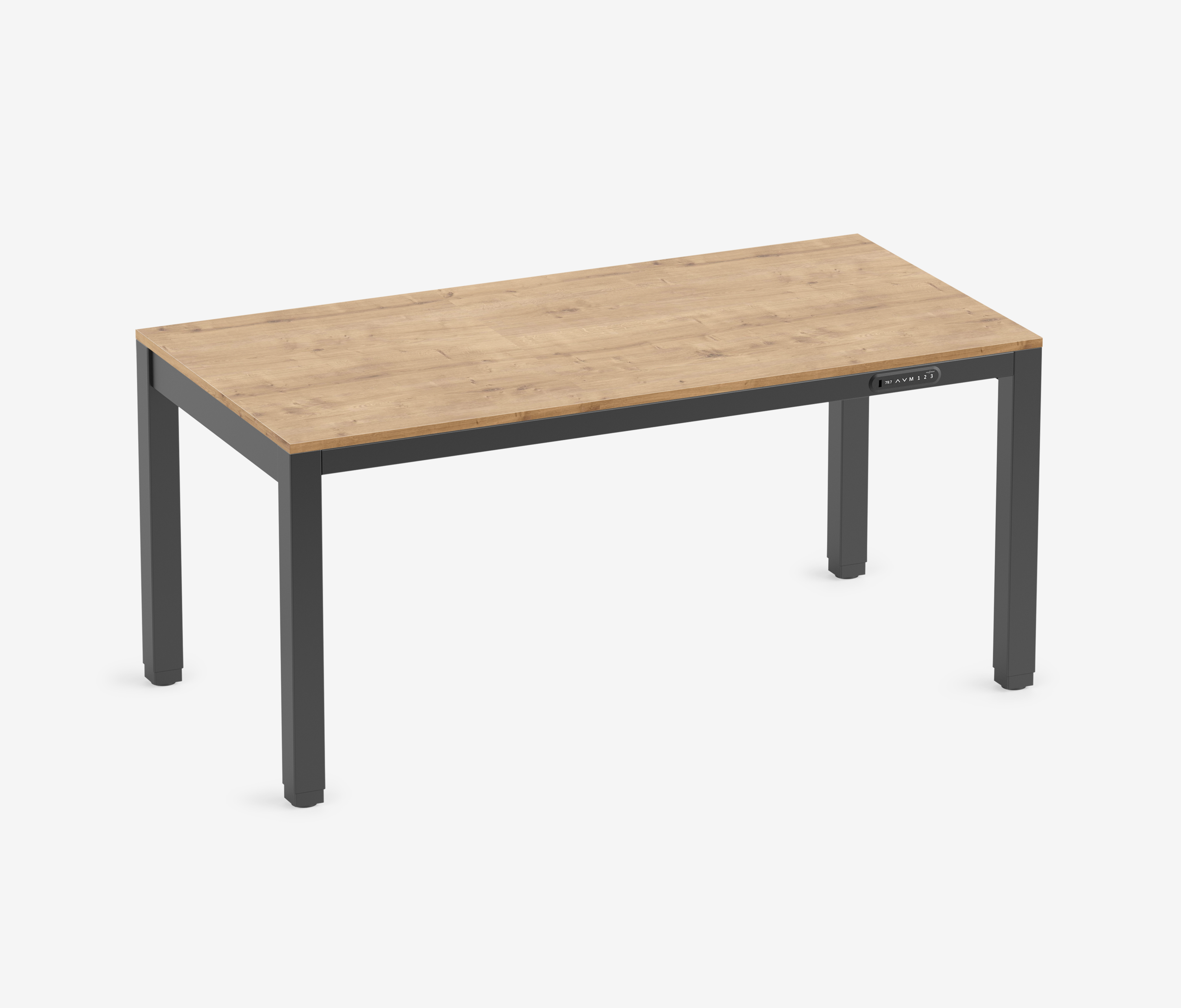 PRIMUS 4-Bein Schreibtisch Schwarz Eiche 1600 x 800 x 25 mm