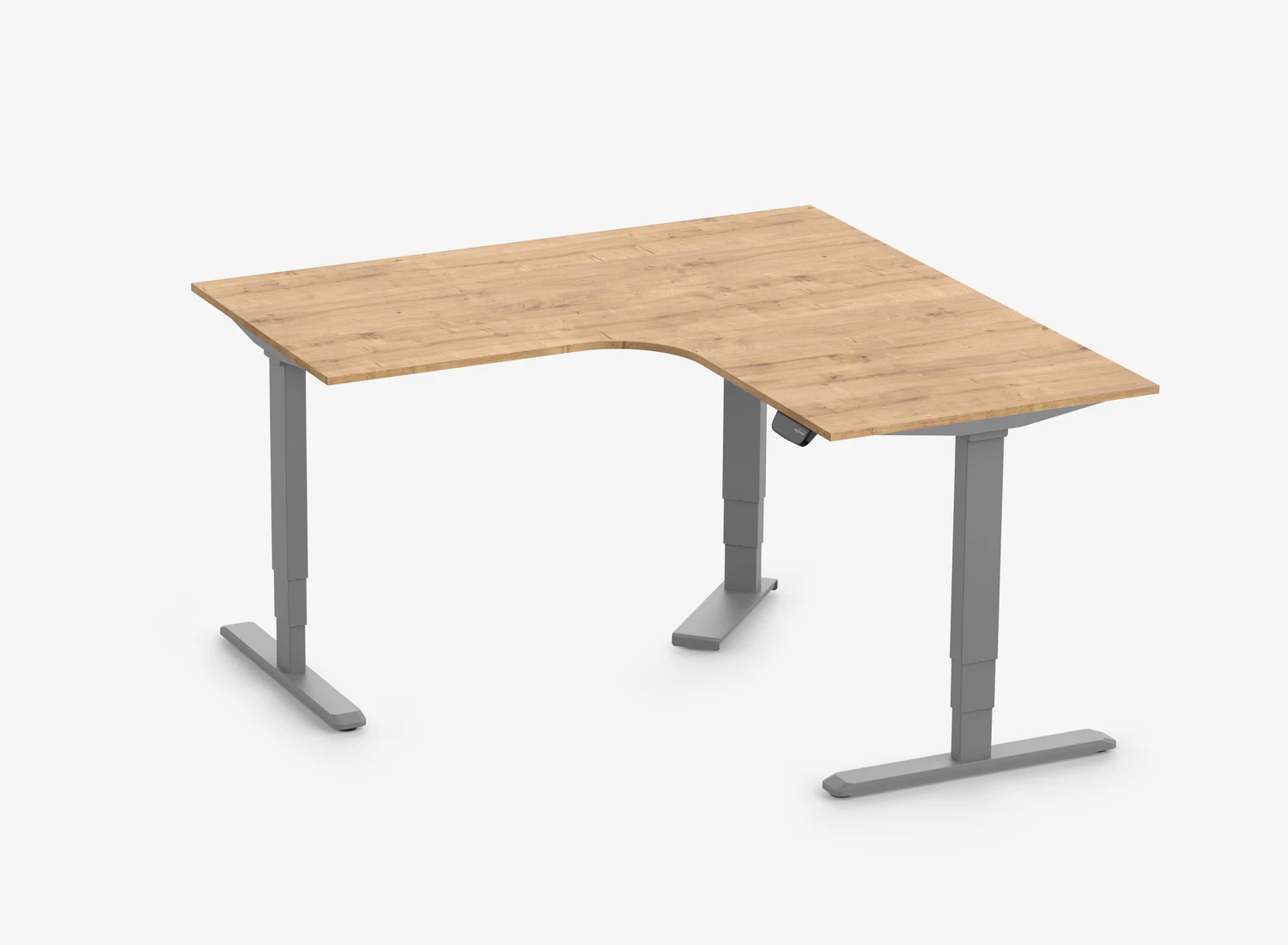 PRIMUS Eckschreibtisch, Gestell Grau, Tischplatte 1600/800 x 1600/800 x 25 mm Eiche