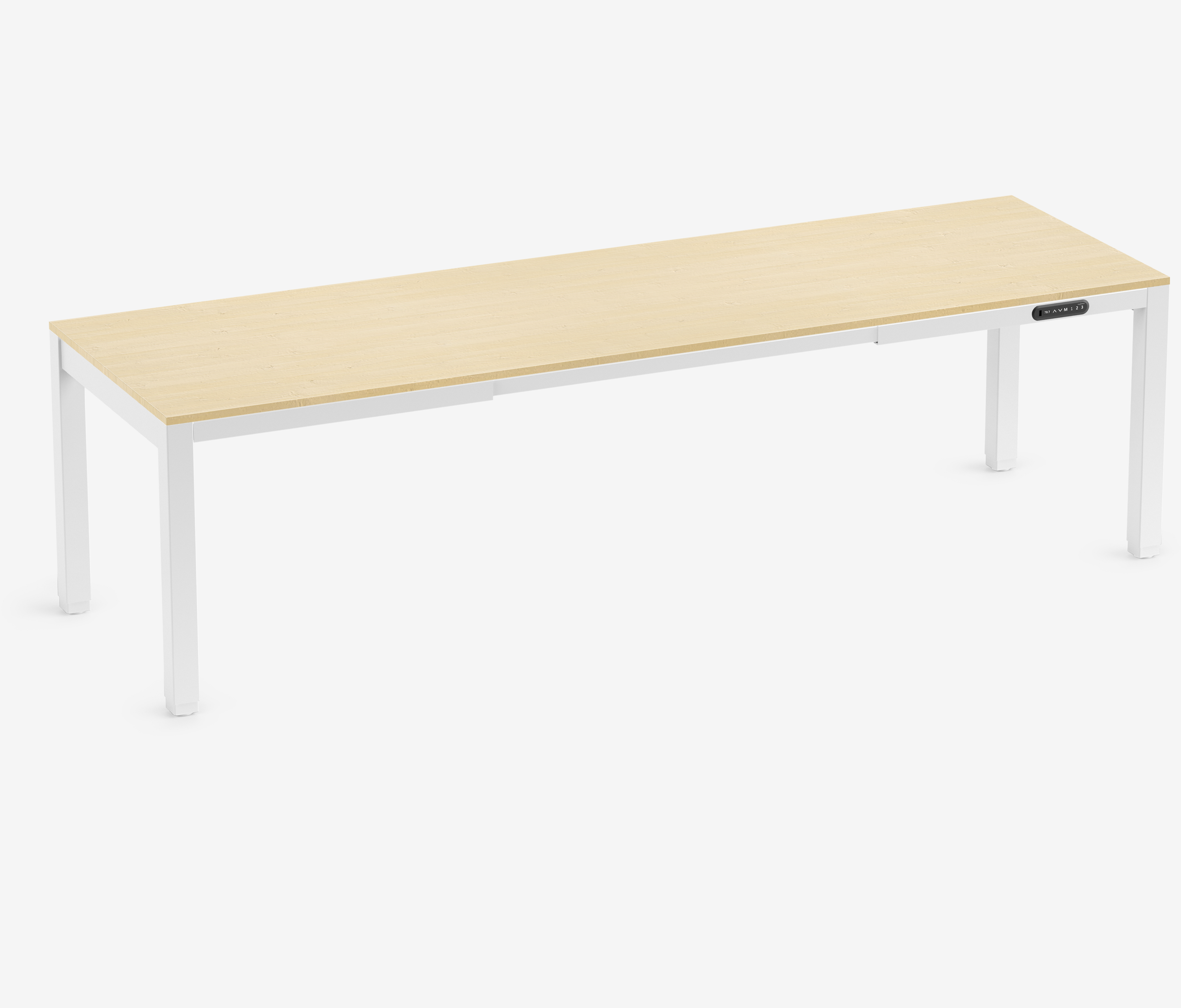 PRIMUS 4-Bein Schreibtisch Weiß Birke 2600 x 800 x 25 mm