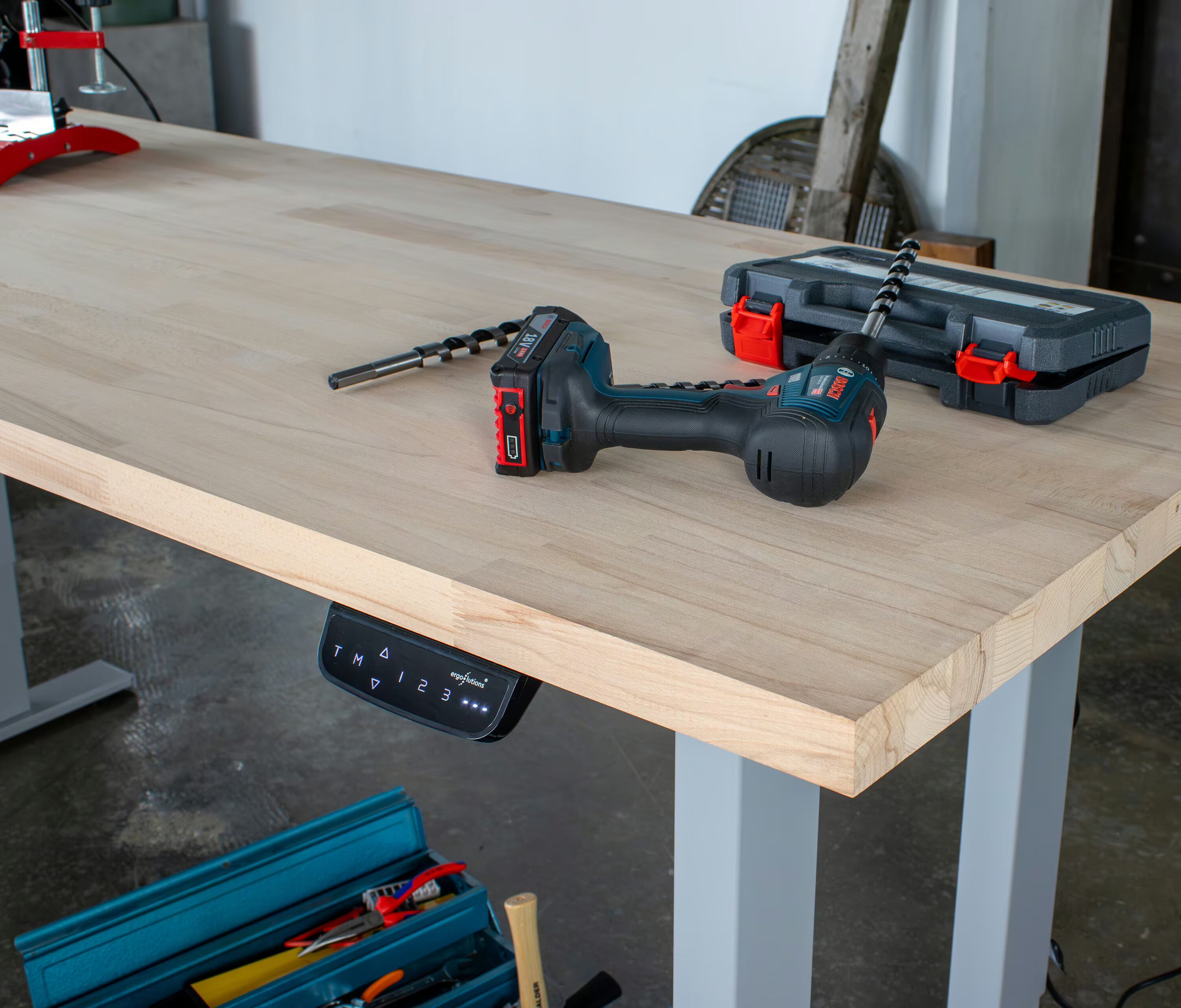 Zware tafel met melamineblad, 160x80 Berken Grijs