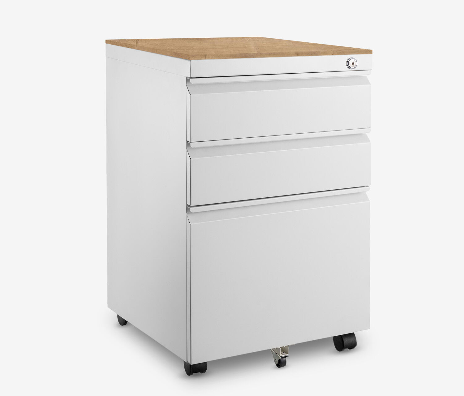 Metalen rolcontainer Wit Eikenhout