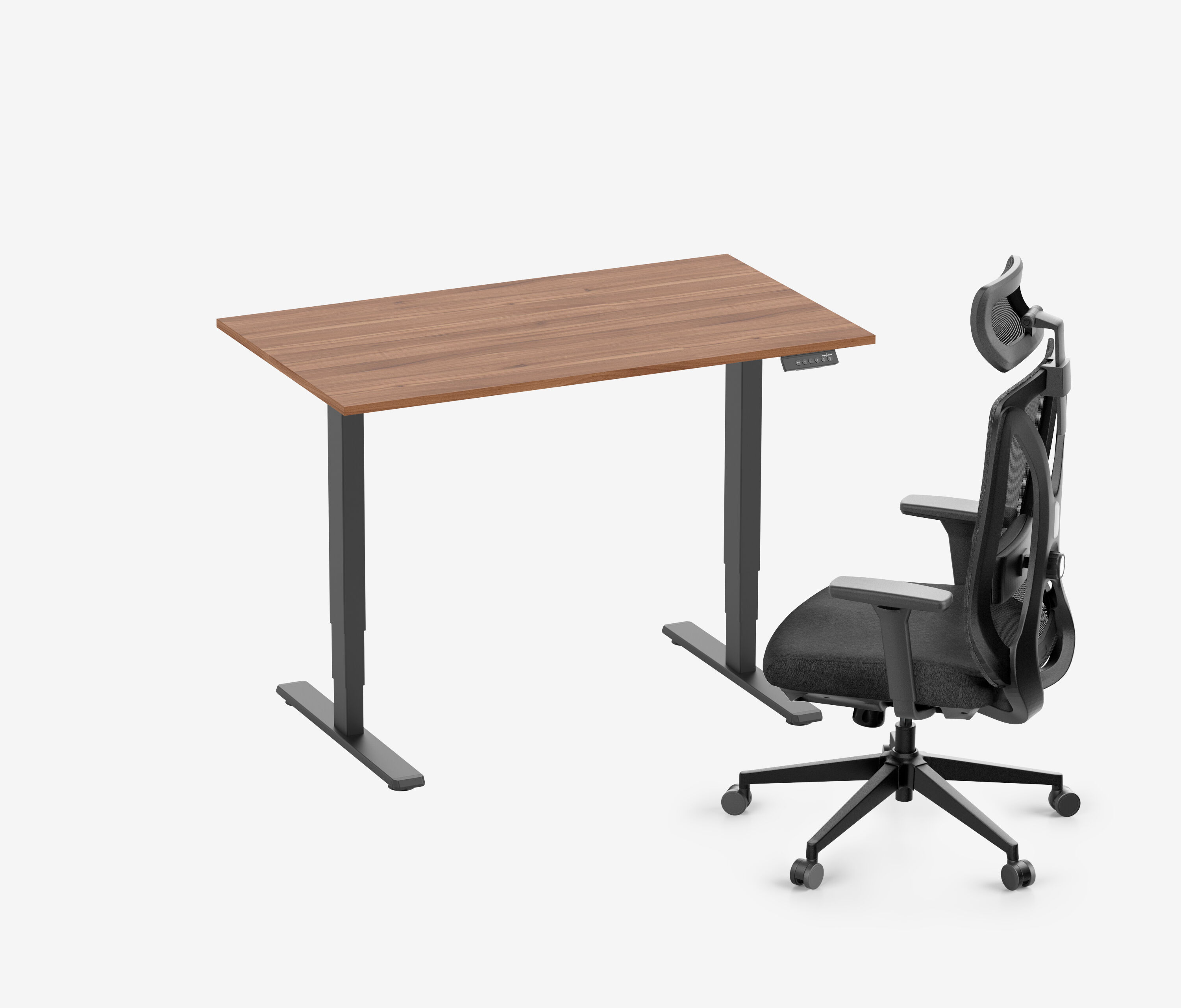 FOKUS Schreibtisch + Stuhl LINO Schwarz 120 x 70 cm Nussbaum
