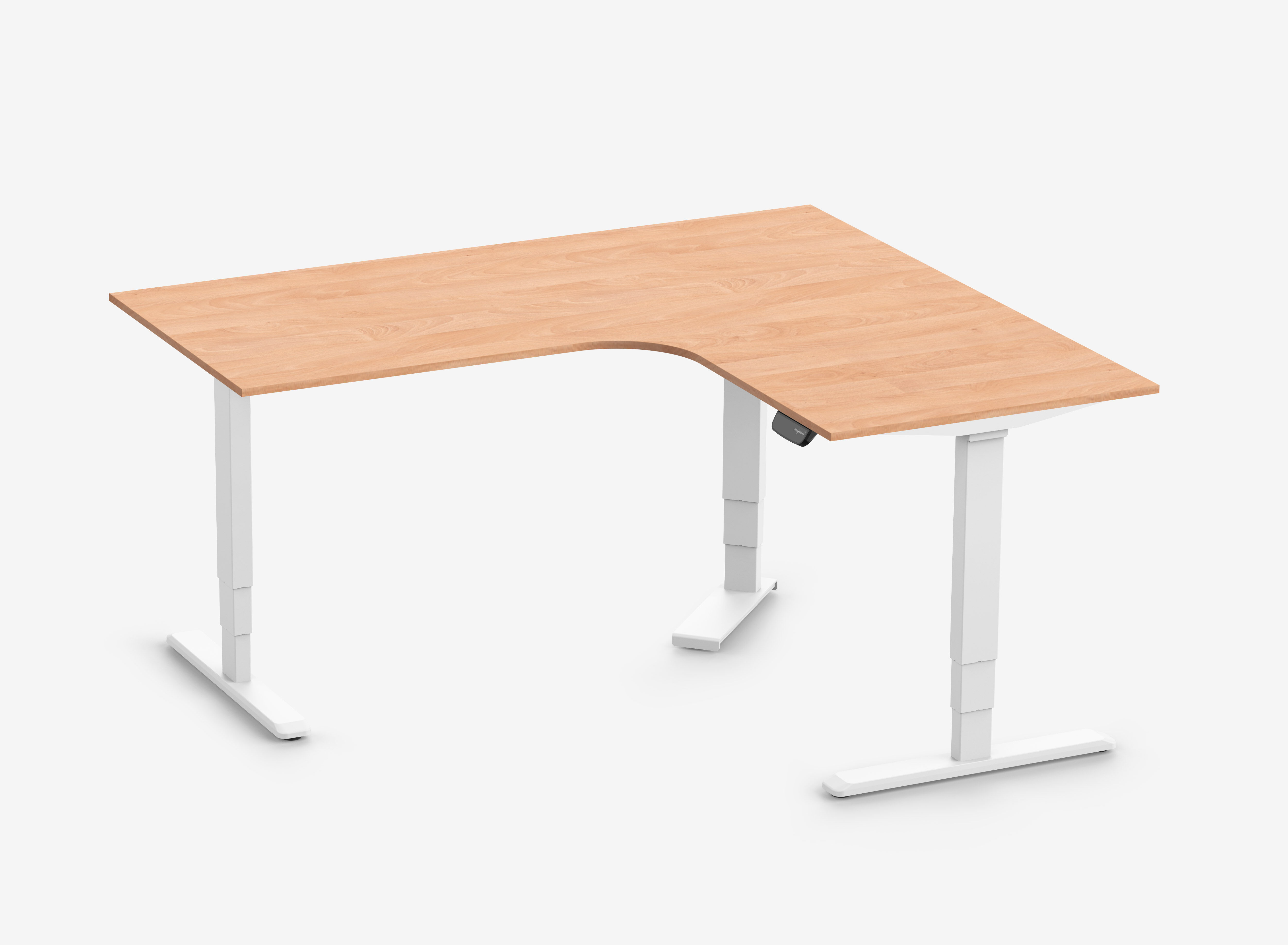 PRIMUS Eckschreibtisch, Gestell Weiß, Tischplatte 1800/800 x 1600/800 x 25 mm Buche