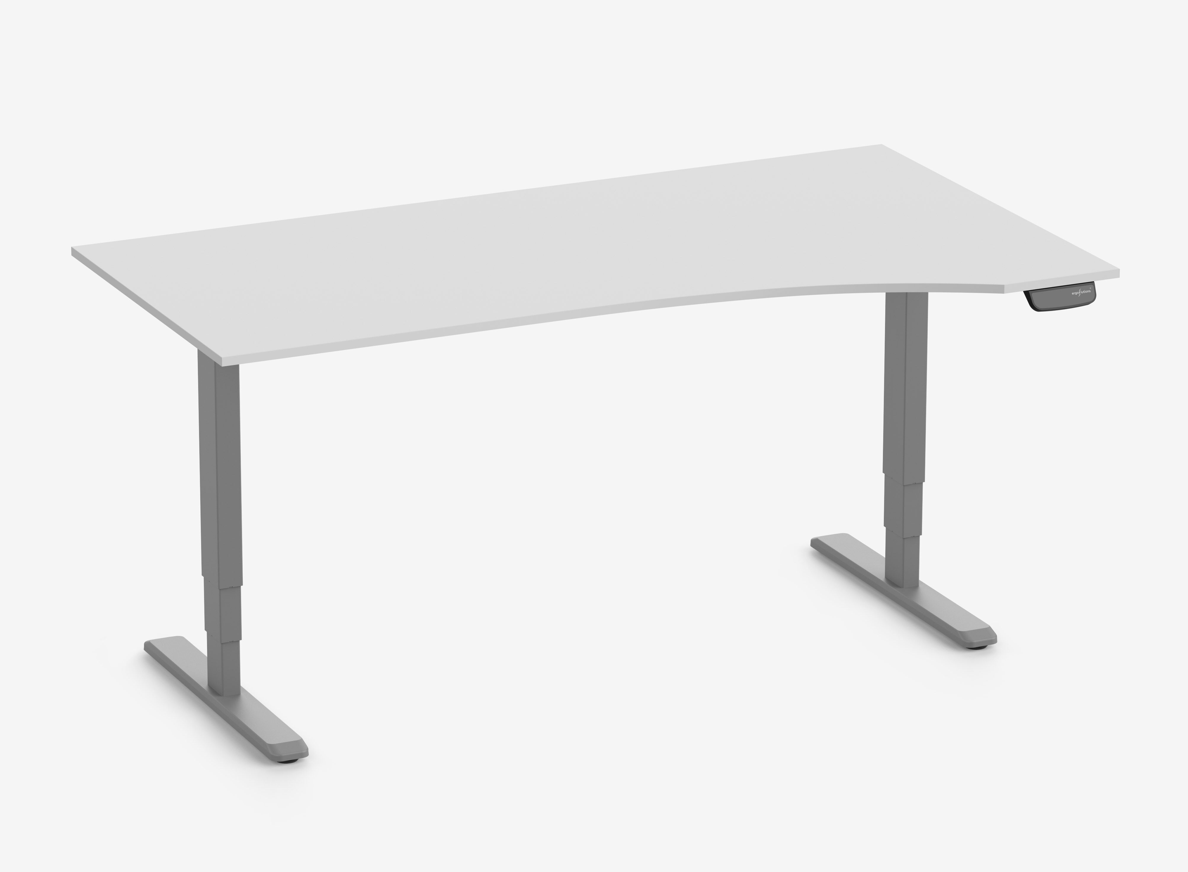 PRIMUS Freiformschreibtisch, Gestell Grau 1800 x 800/1000 x 25 mm Lichtgrau, Ausführung Rechts