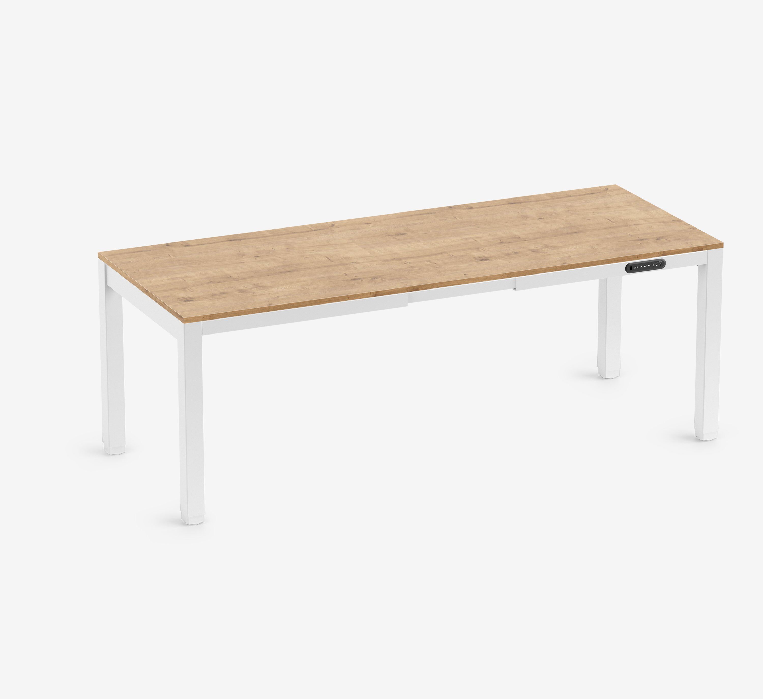 PRIMUS 4-Bein Schreibtisch Weiß Eiche 2000 x 800 x 25 mm
