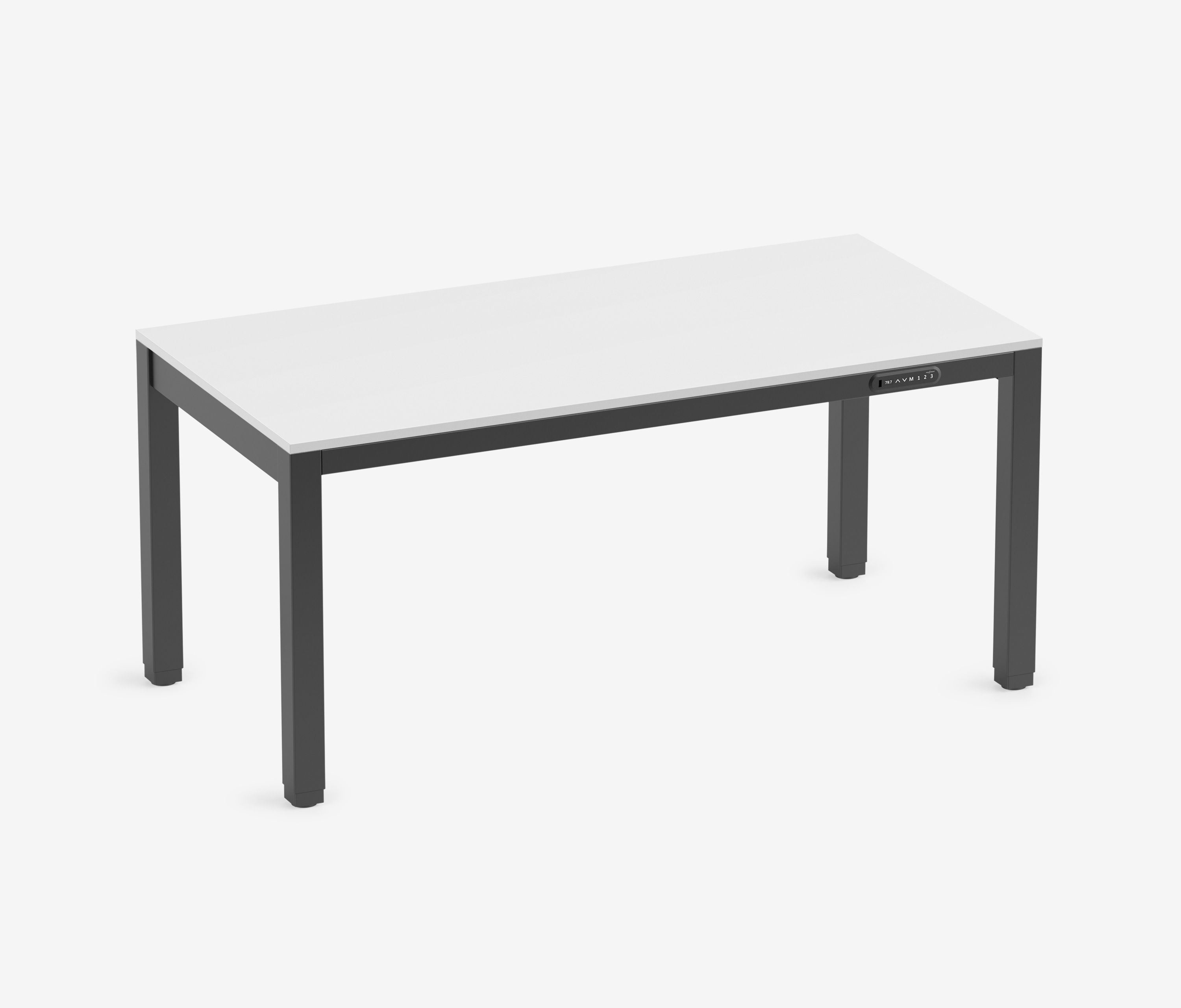 PRIMUS 4-Bein Schreibtisch Schwarz Topweiß 1600 x 800 x 25 mm