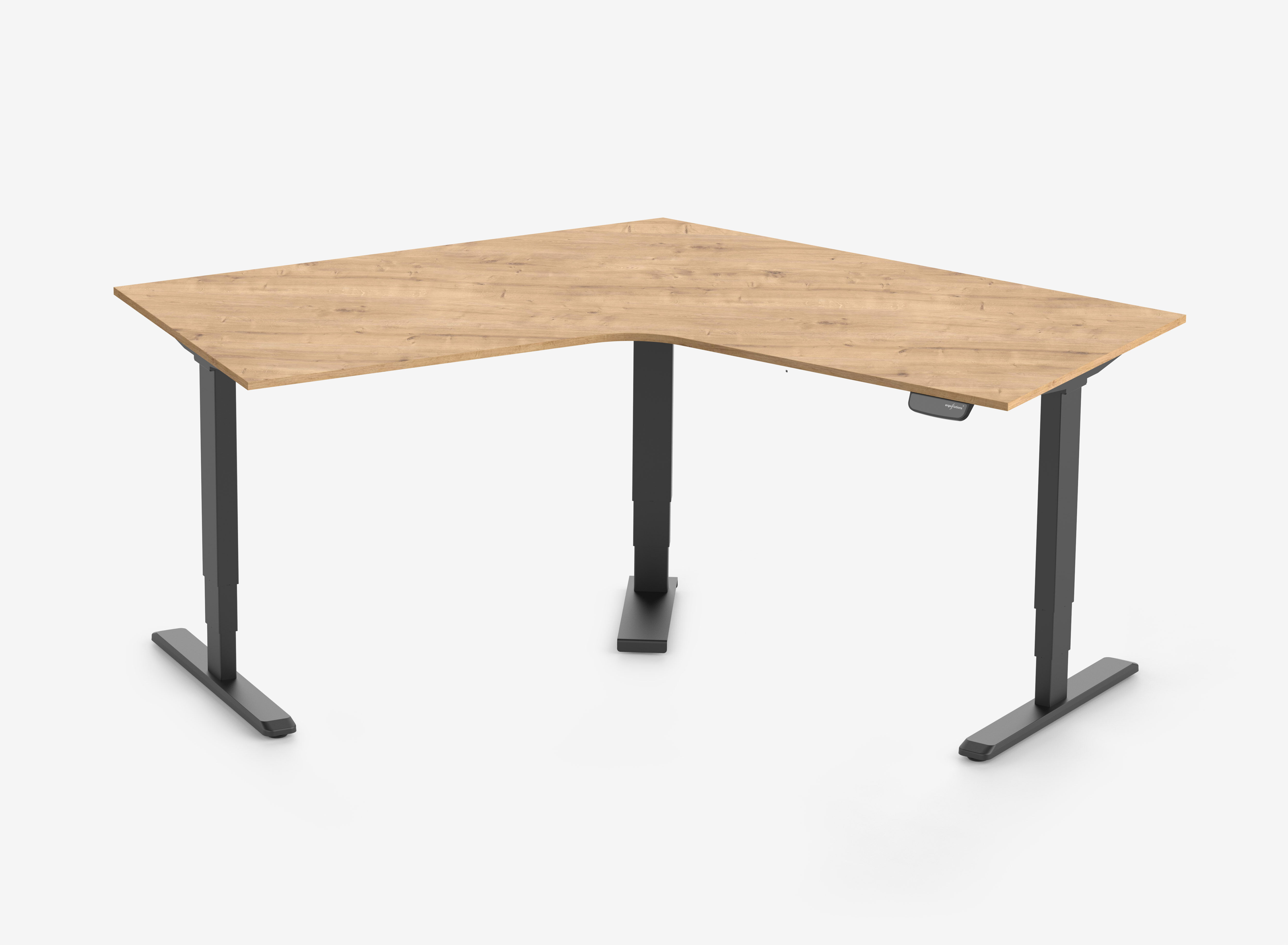 PRIMUS Winkelschreibtisch, Gestell Schwarz, Tischplatte  1400 x 800 x 25 mm Eiche